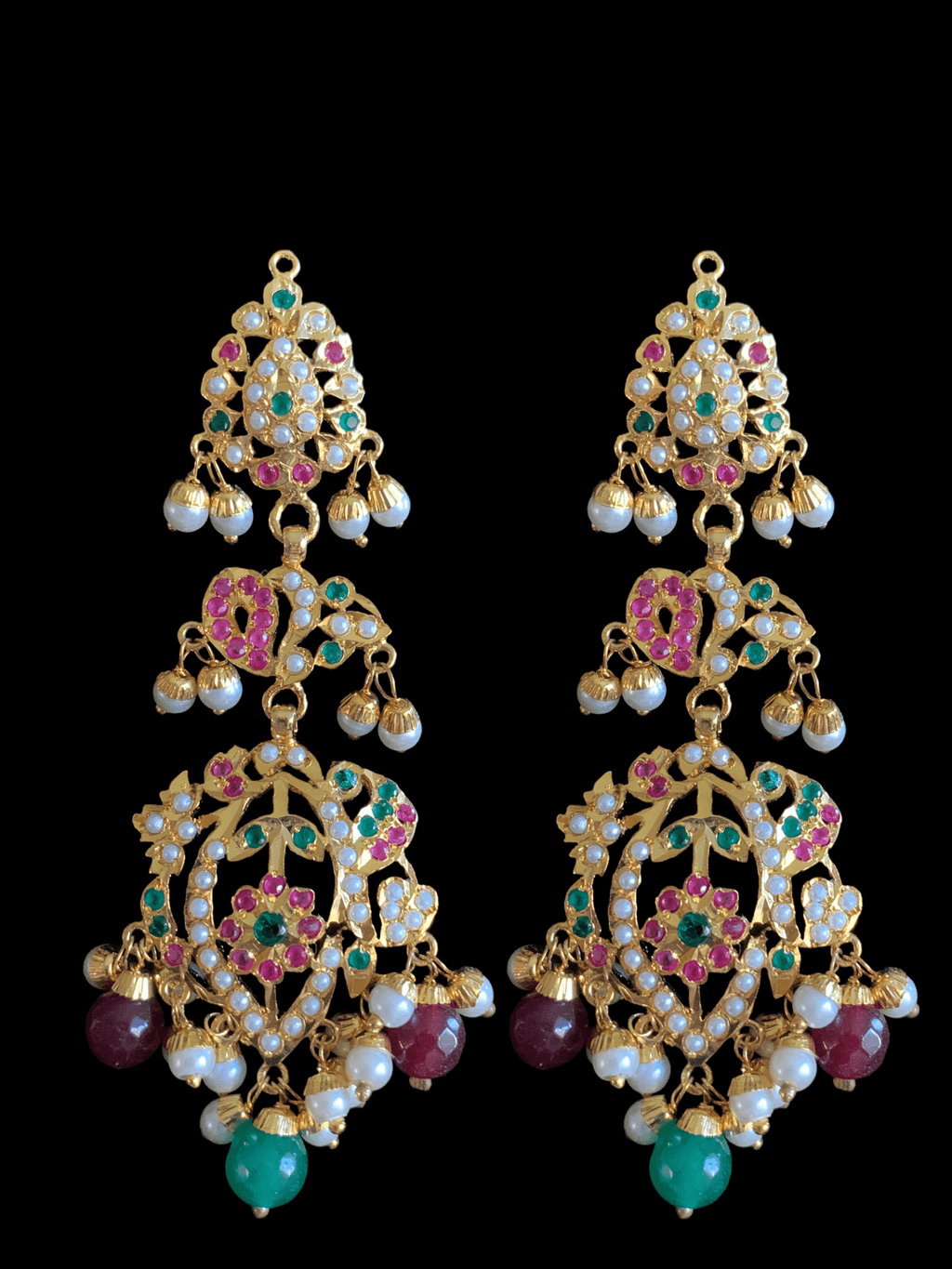 BR75  Nayaab pearl jadau necklace - ruby emerald  ( SHIPS IN 4 WEEKS )