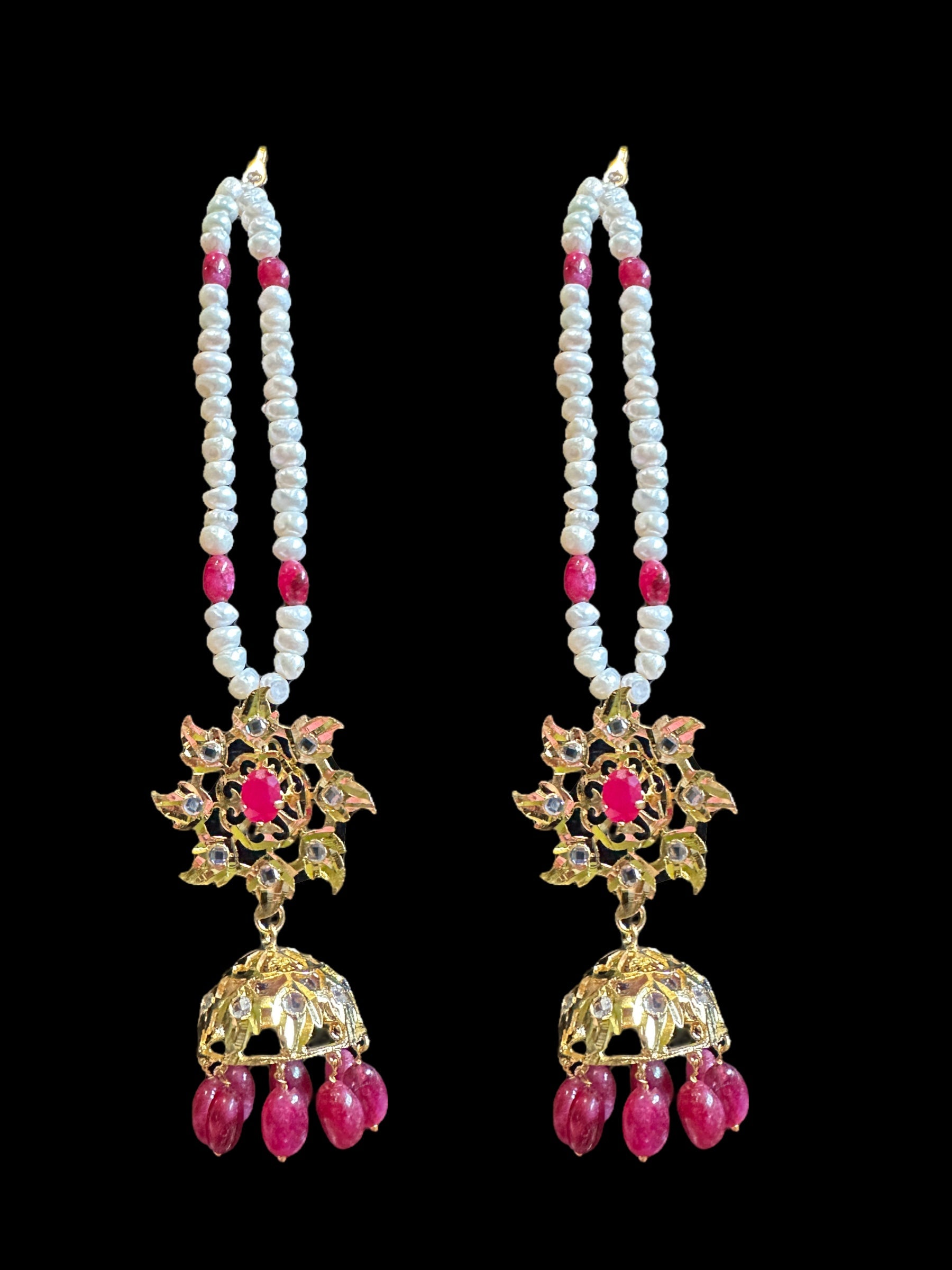 C267 Insia Hyderabadi jadavi lacha choker with fresh water  pearls and rubies ( SHIPS IN 1 WEEK )