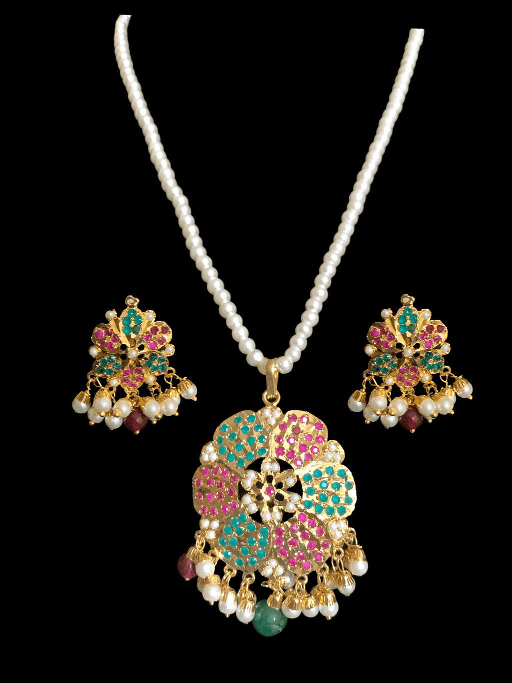 PS381 Maira  pendant set in ruby emerald ( READY TO SHIP)