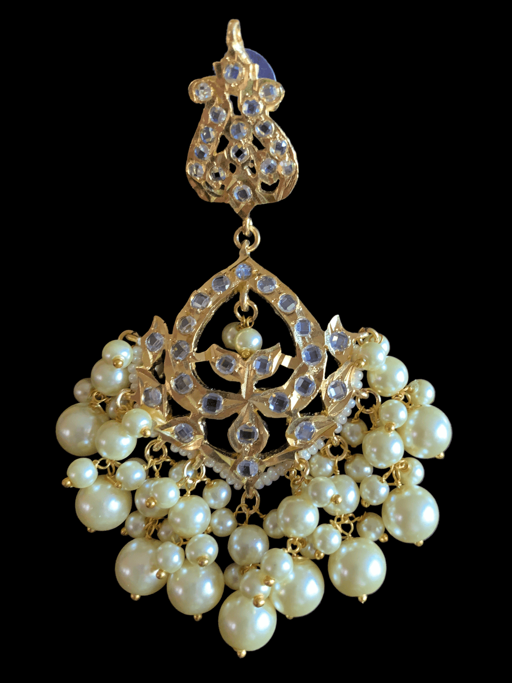 DER324 Dania hyderabadi Chandbali with pearls ( READY TO SHIP)