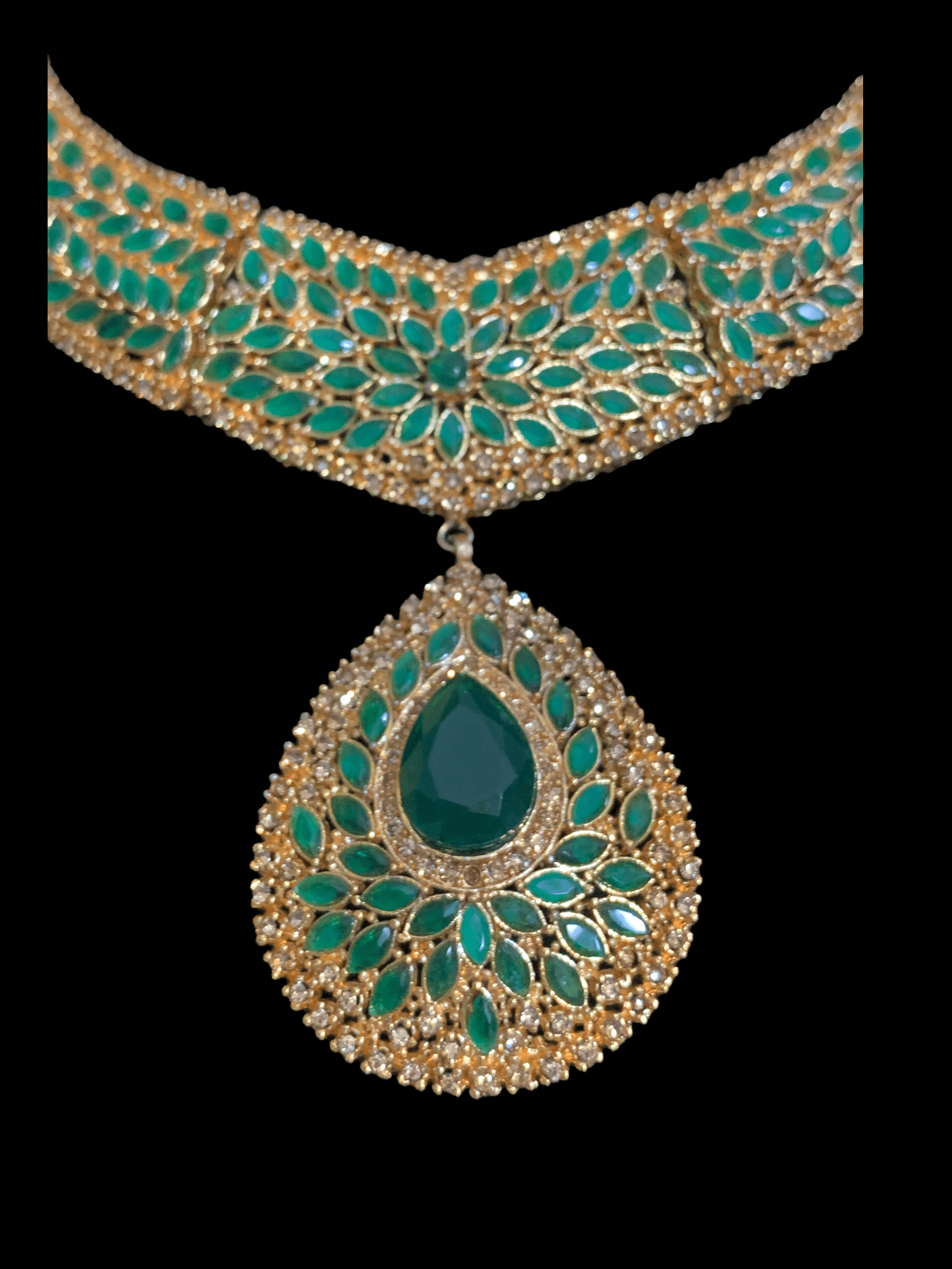 NS86 Rabeta necklace set- green   (READY TO SHIP)