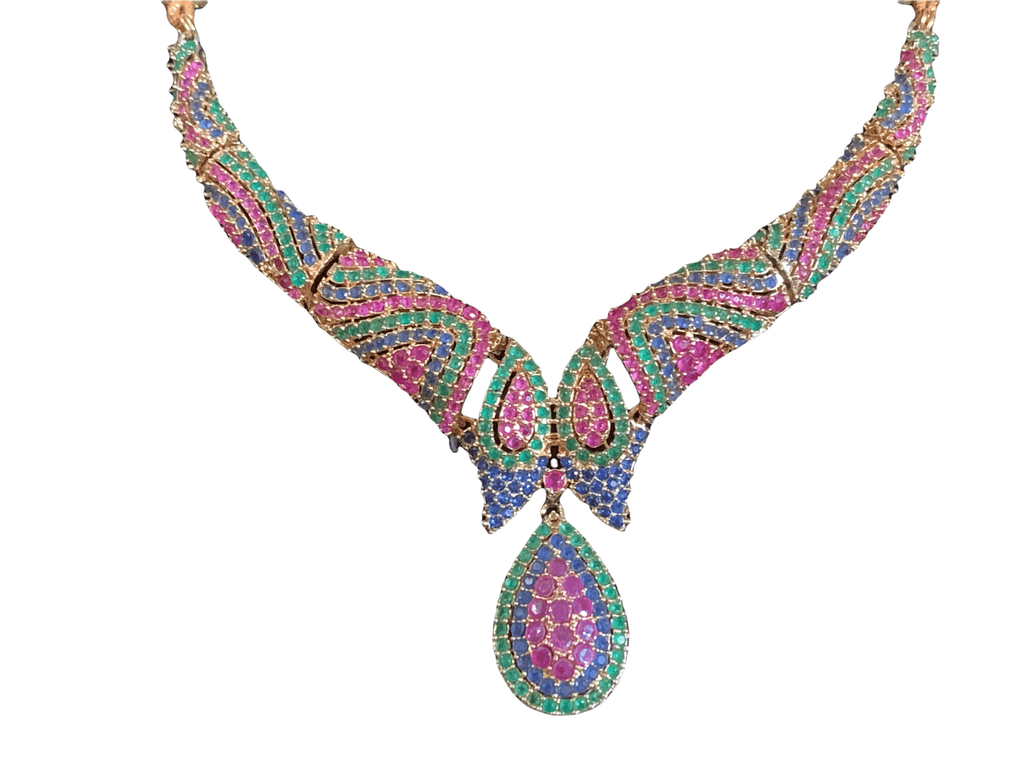 NS65 Deepa multicolor cz necklace set ( SHIPS IN 4 WEEKS  )