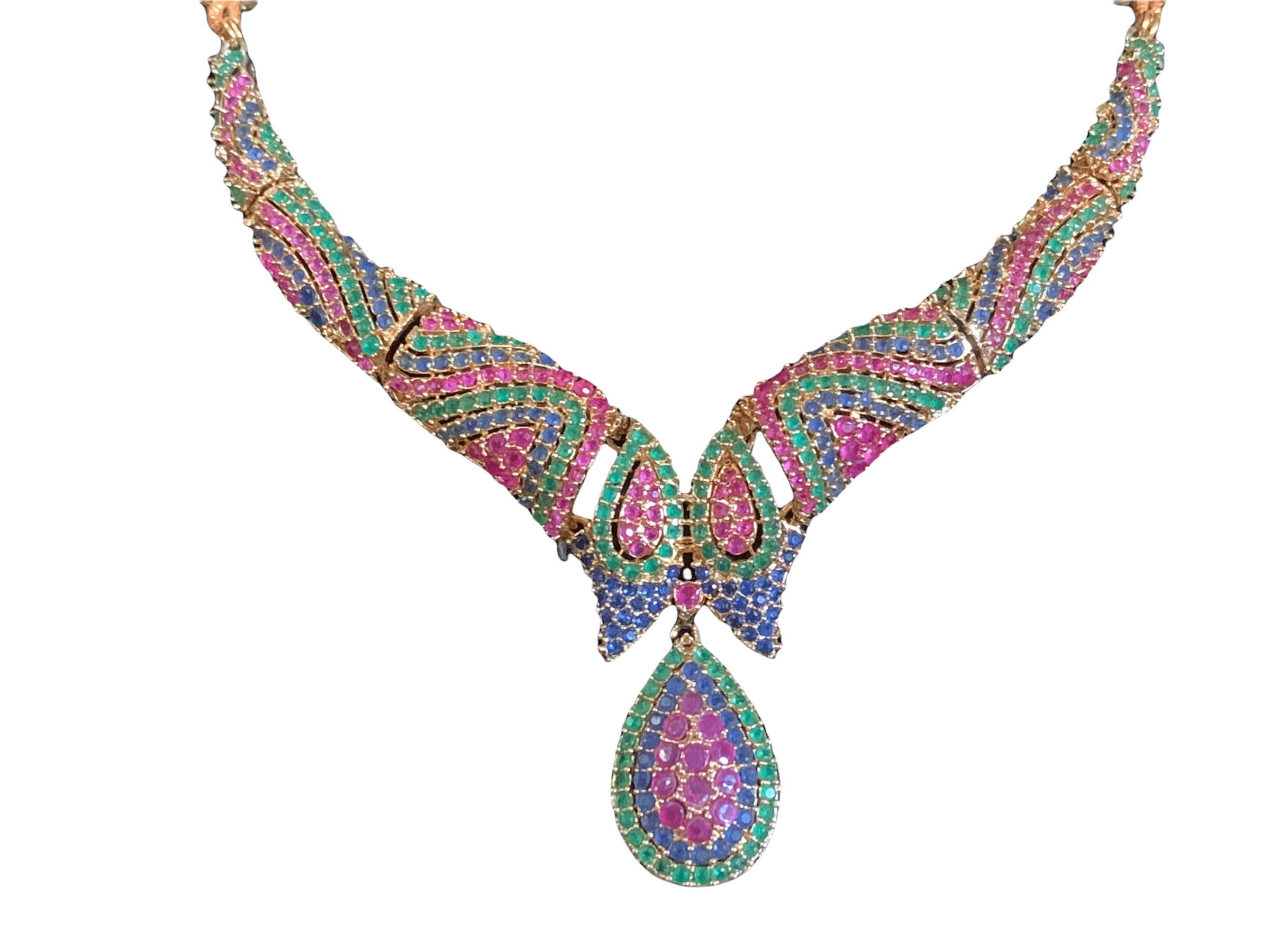 NS65 Deepa multicolor cz necklace set ( SHIPS IN 4 WEEKS  )