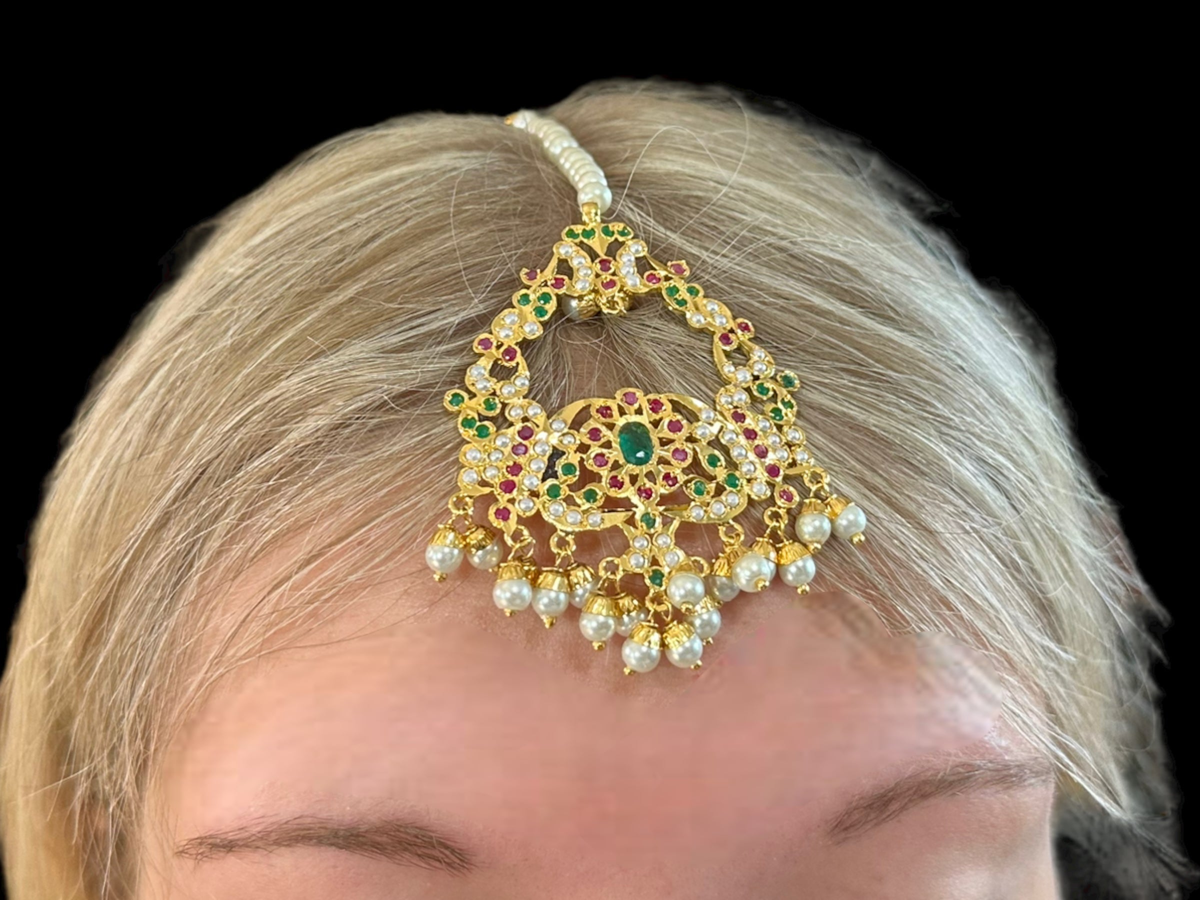 DNS13 Niyati necklace set in red green  ( READY TO SHIP )