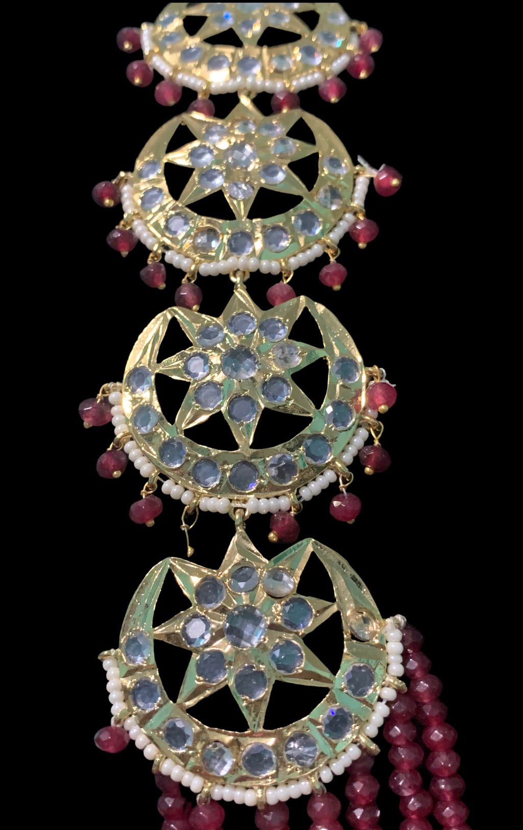 LN44 Darika Multi brooch necklace set in red / ruby beads ( READY TO SHIP )