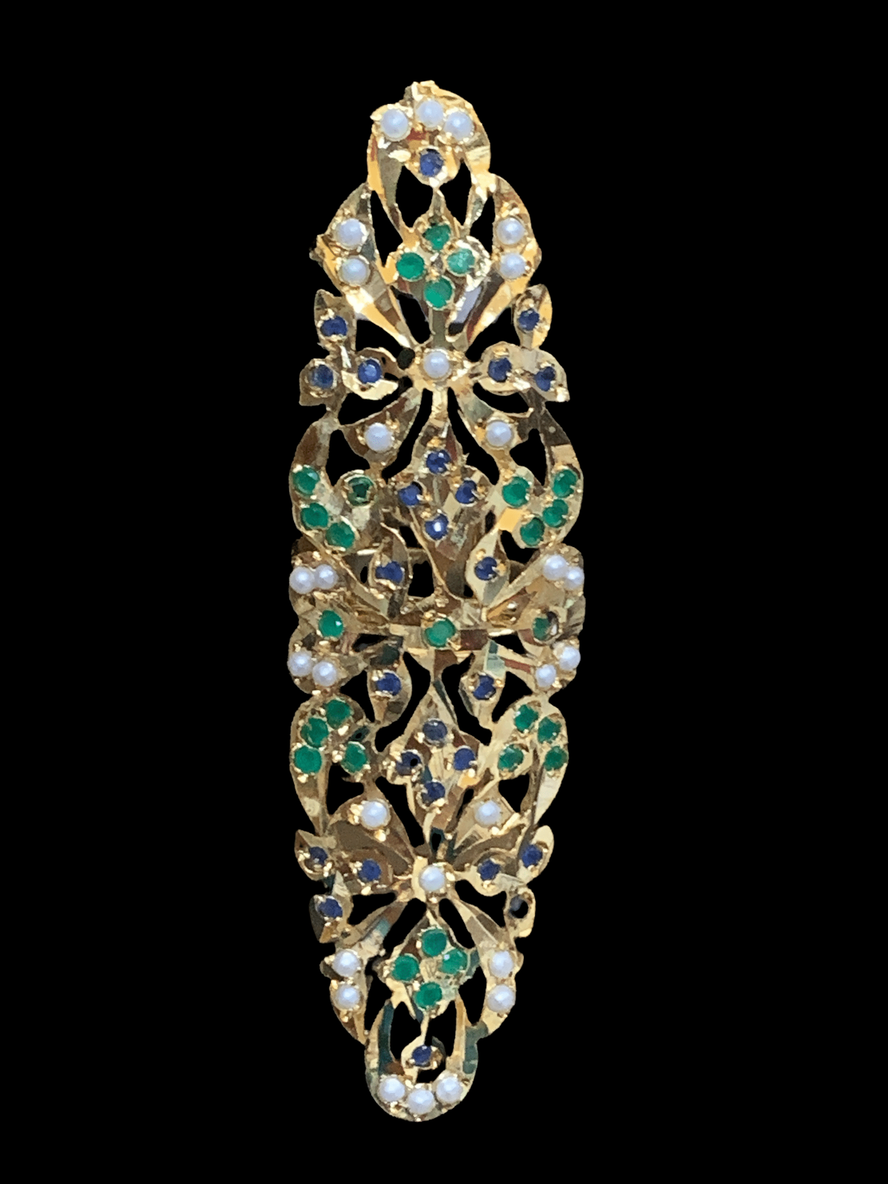 DJR52 Oversized Jadau pearl ring(blue green    ) ( READY TO SHIP)