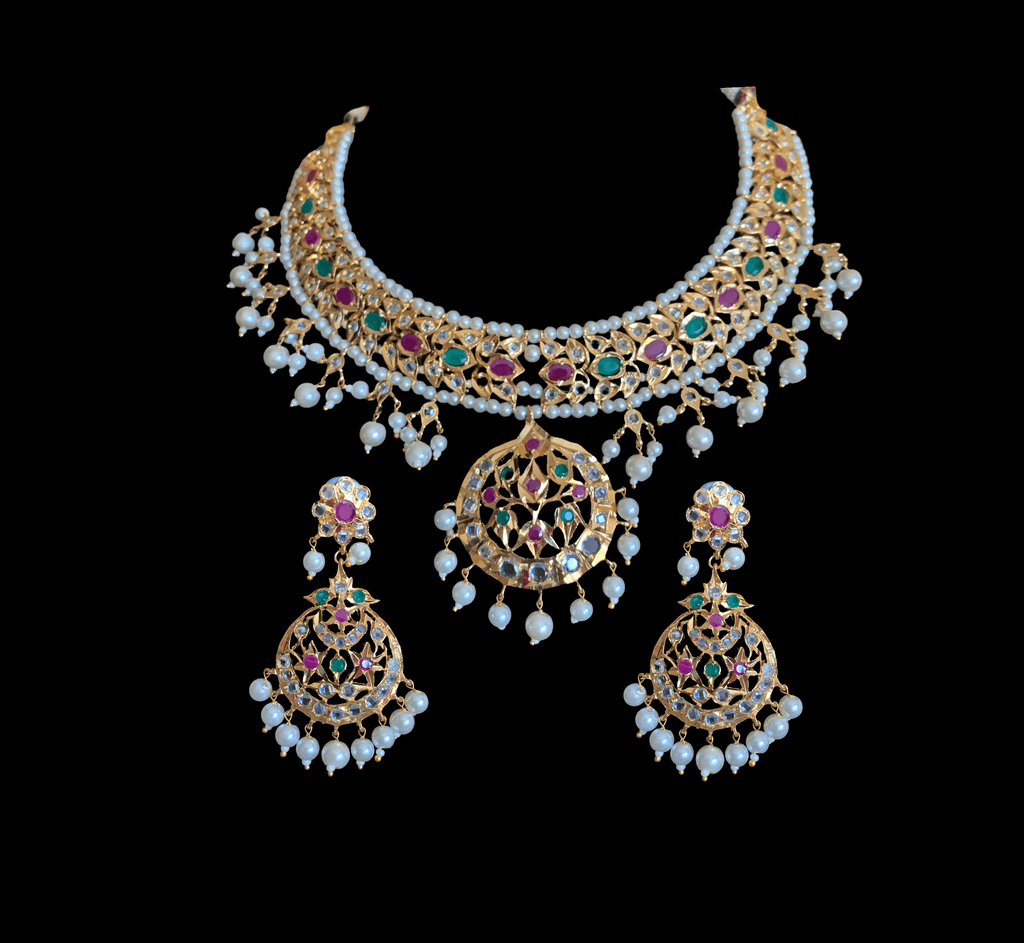 BR5 Neema bridal Hyderabadi set in pearls(SHIPS IN 4 WEEKS )