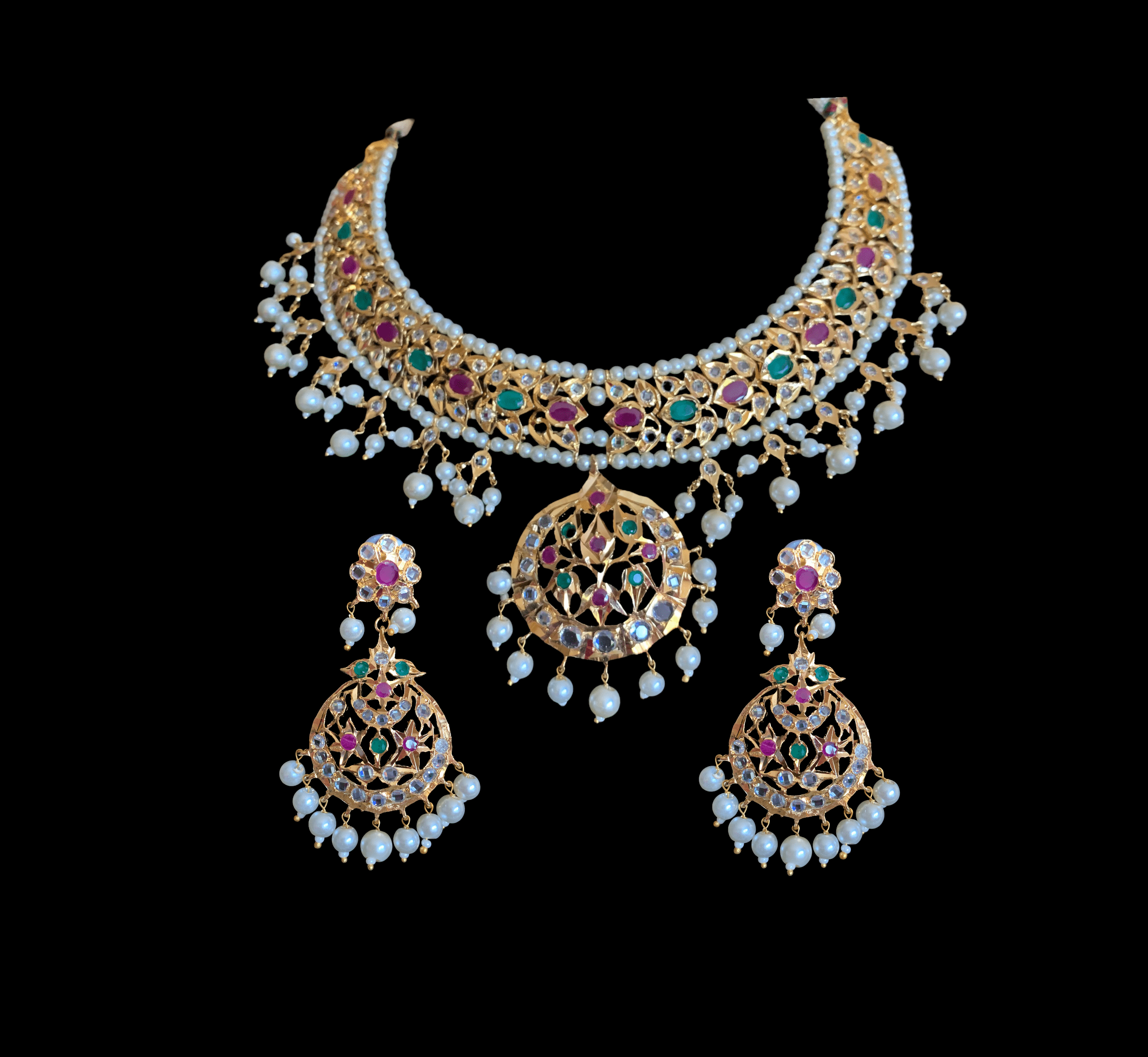 BR5 Neema bridal Hyderabadi set in pearls(SHIPS IN 4 WEEKS )