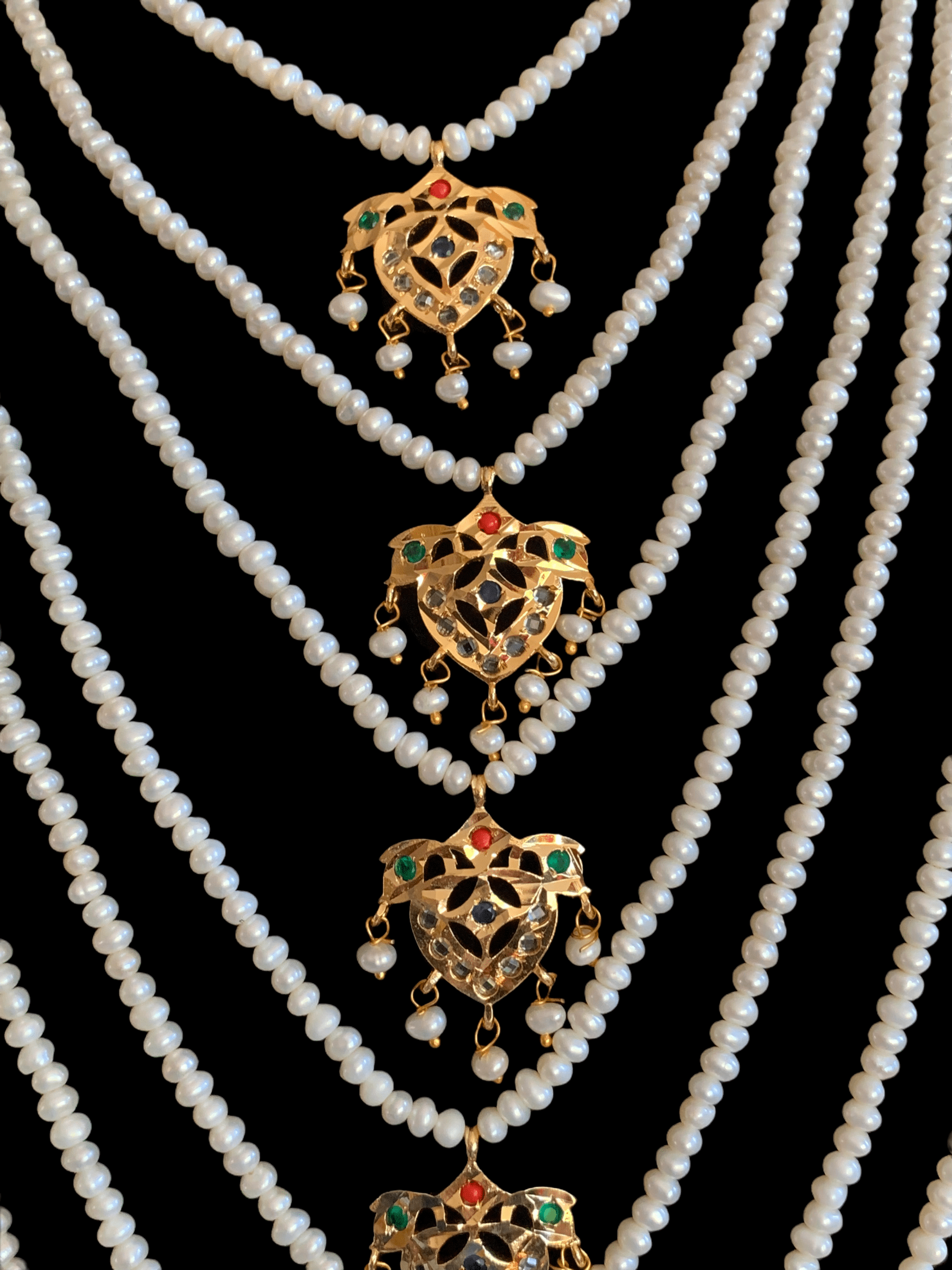 SAT8  Talia  satlada in fresh water pearls - navratan  (READY TO SHIP)