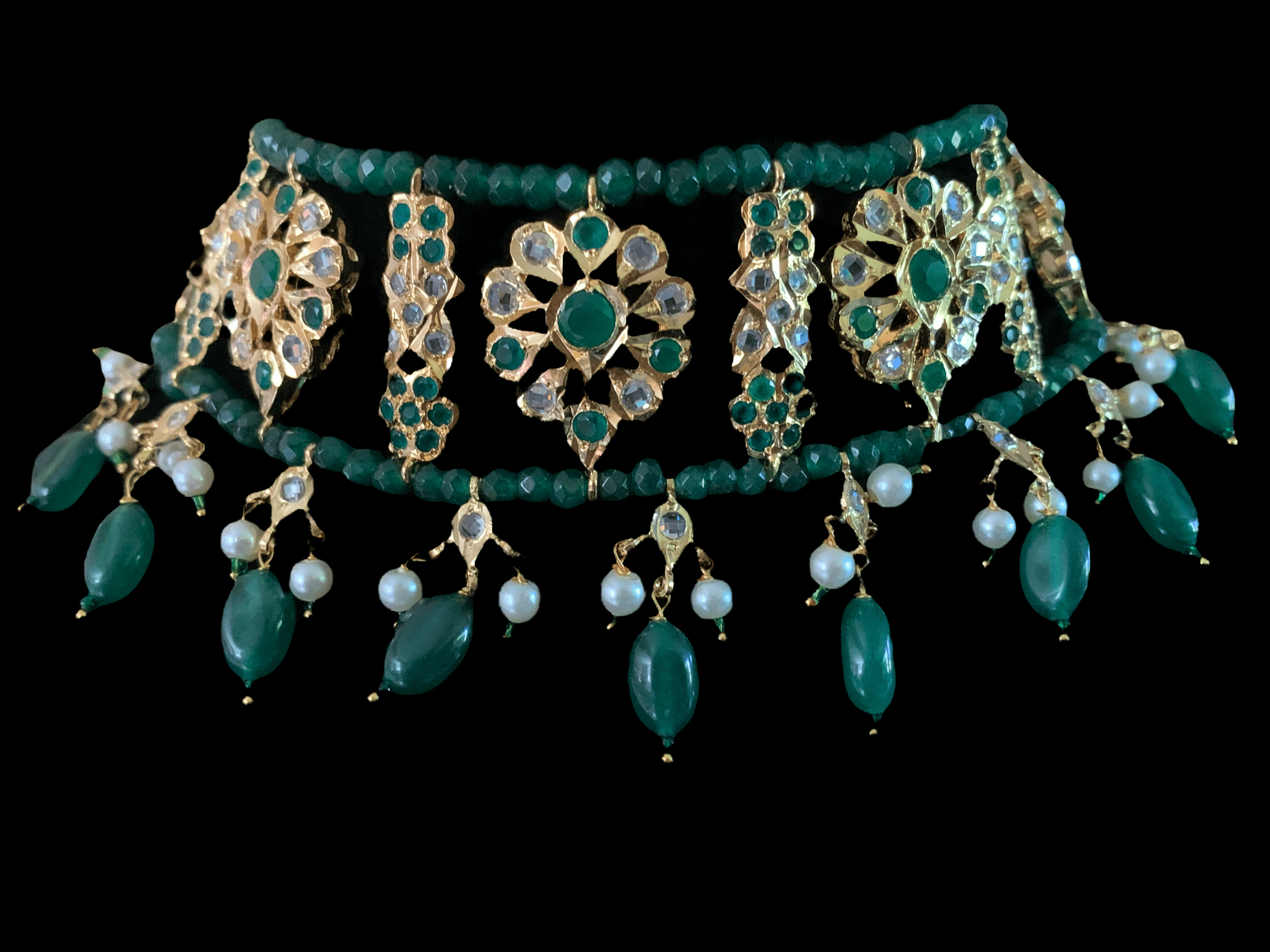C1 Himah green choker with earrings ( SHIPS IN 4 WEEKS )