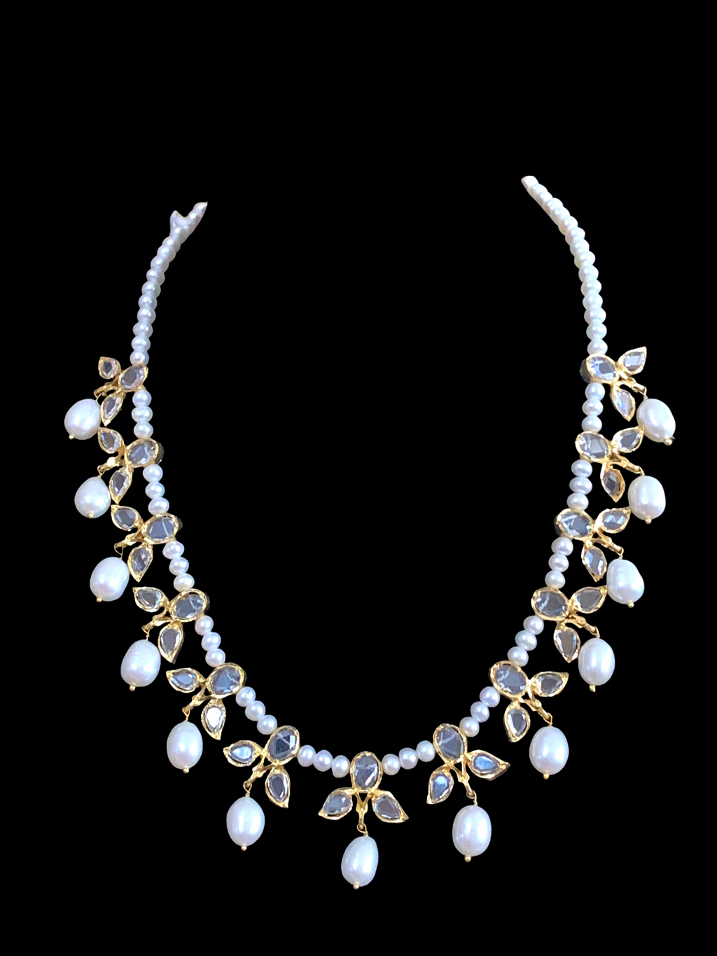 ZAFRIN gold plated silver necklace set in fresh water pearls ( SHIPS IN 4 WEEKS )