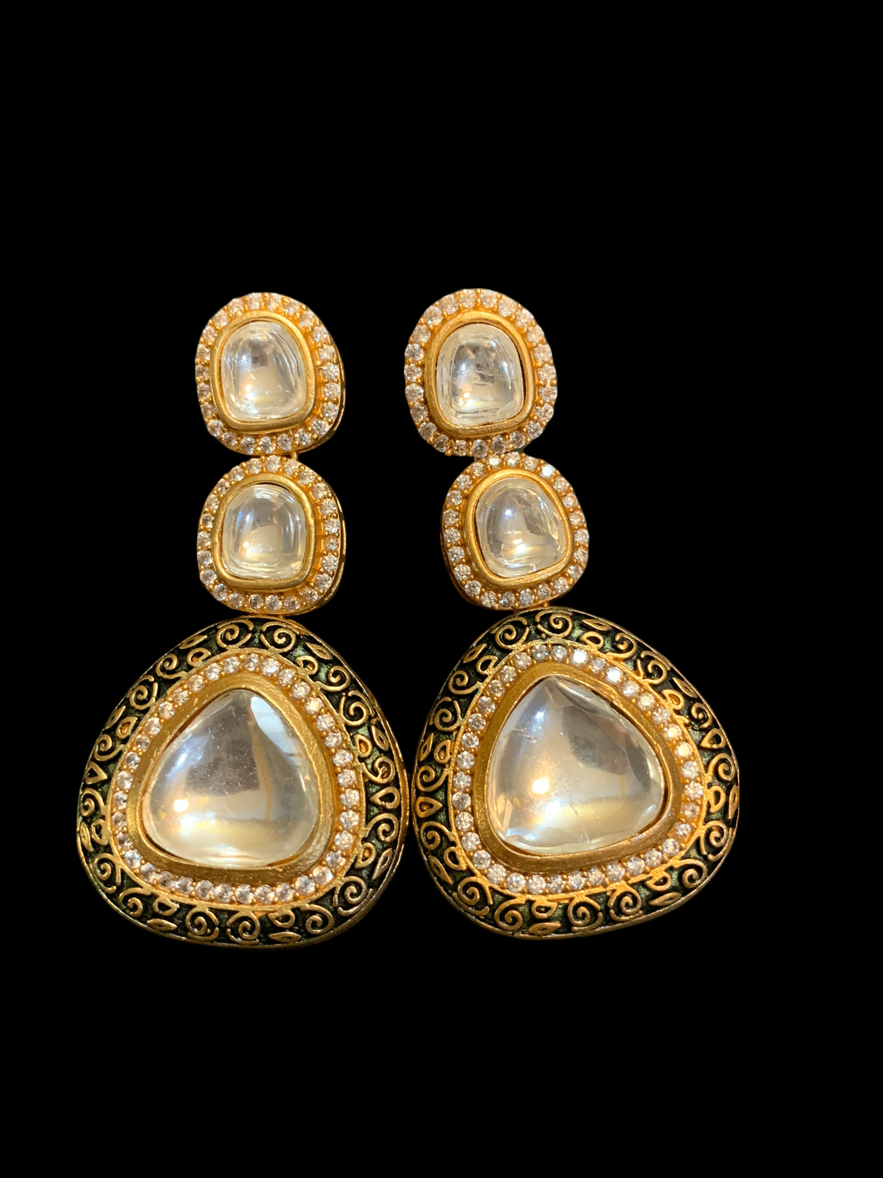 NS125 Nameera necklace set in high quality polki ( READY TO SHIP )