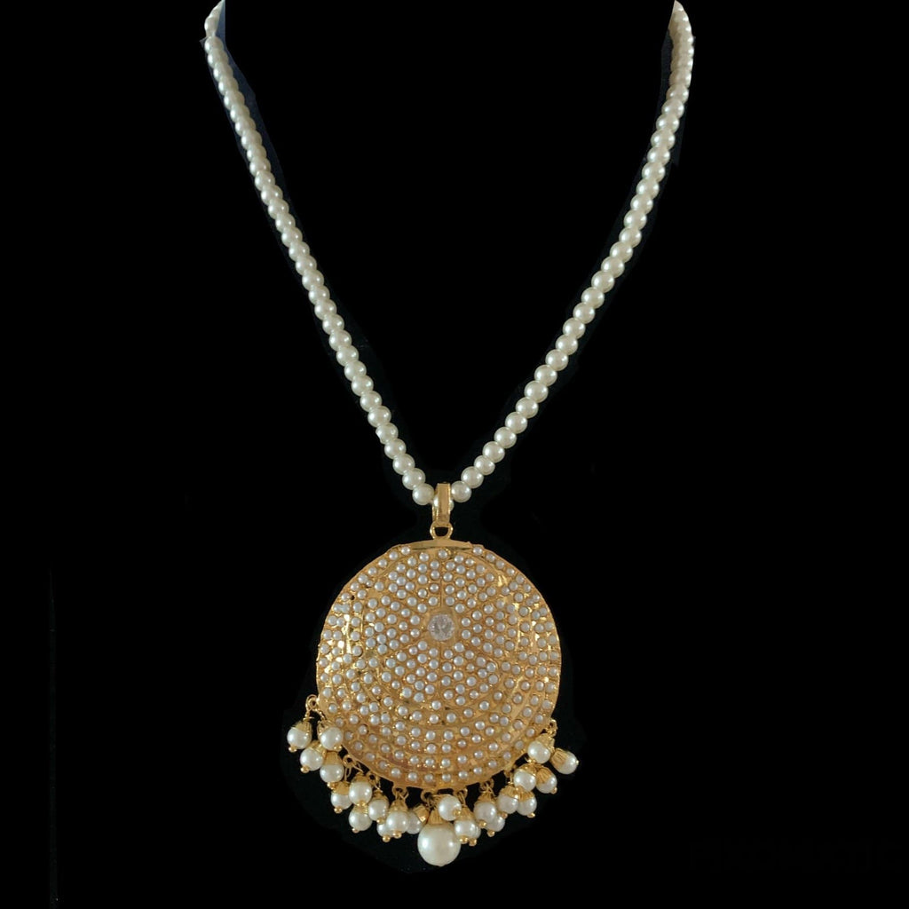 PS473 Ruhi jadau pendant set in pearls  ( READY TO SHIP )