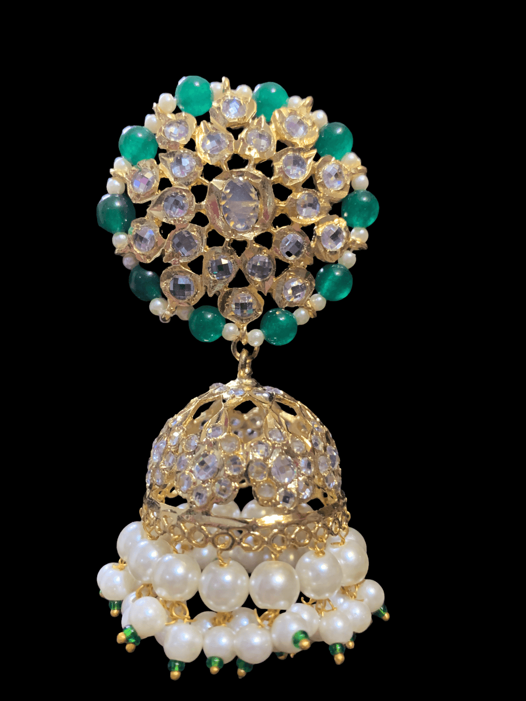 DER314 Amra hyderabadi jhumka in pearls - large ( READY TO SHIP)