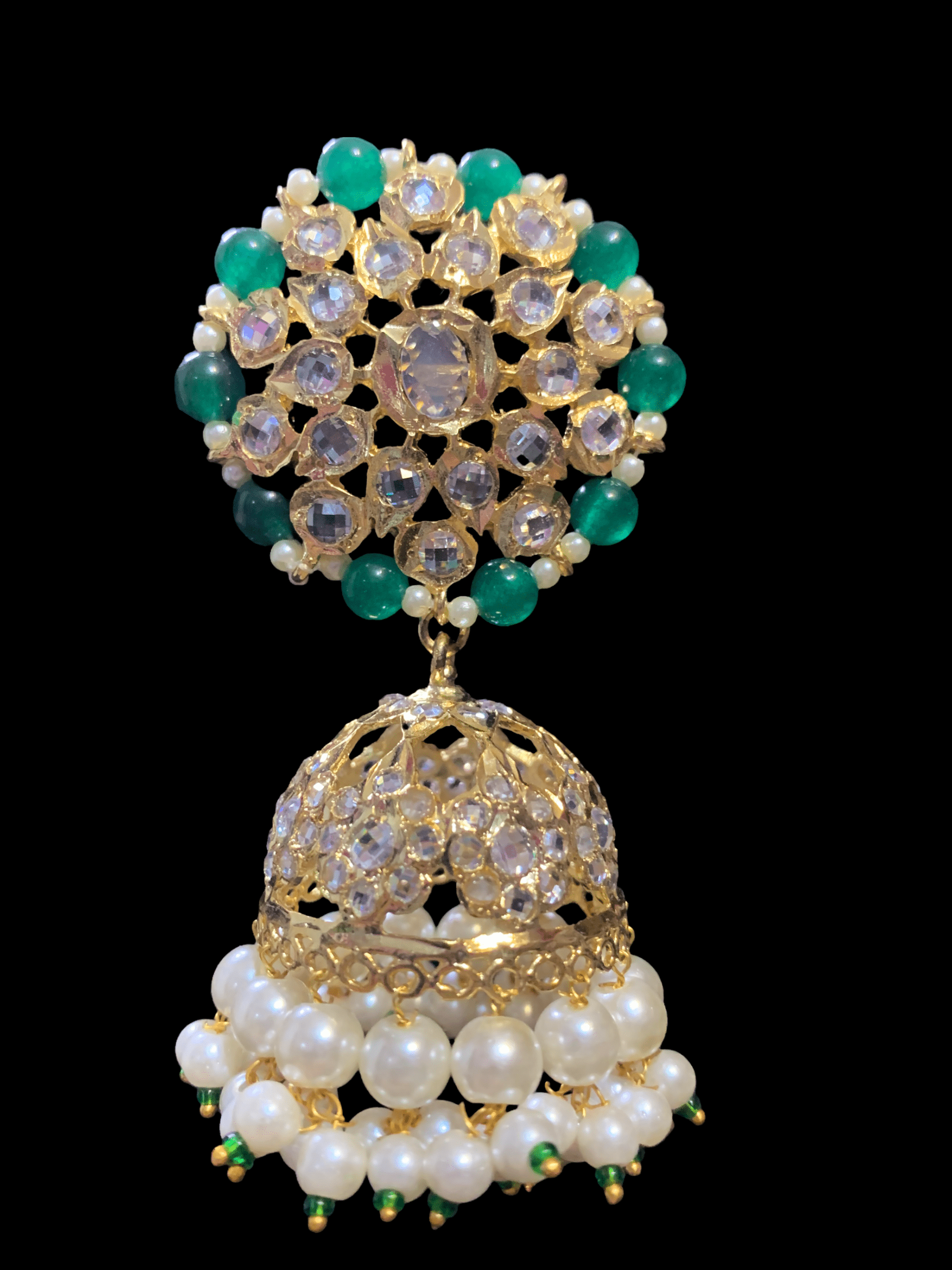 DER314 Amra hyderabadi jhumka in pearls - large ( READY TO SHIP)