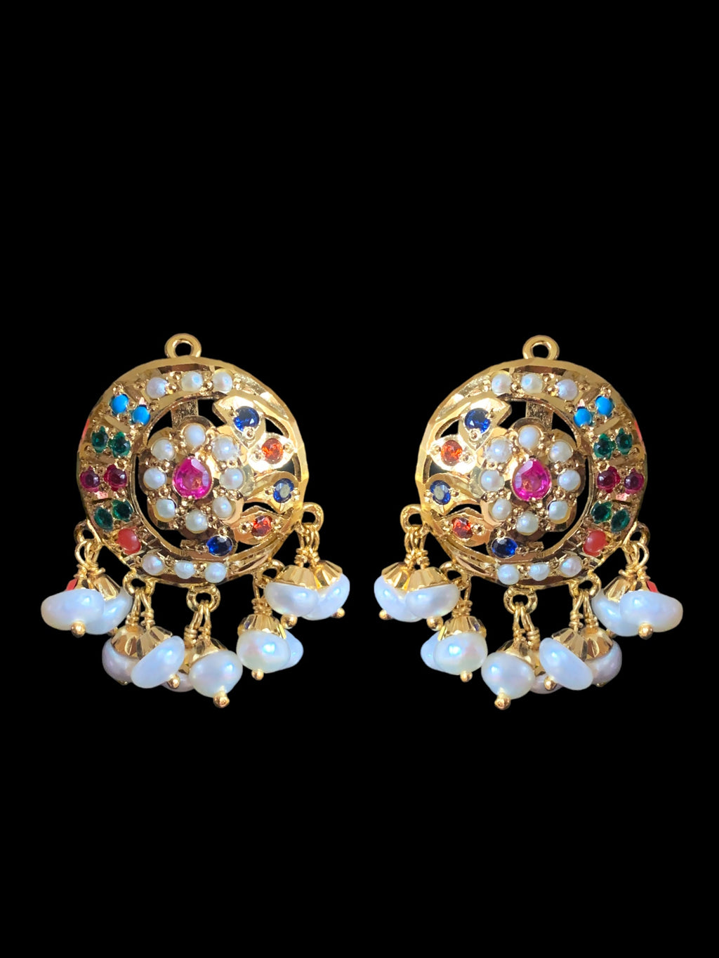 Navratan gold plated silver pendant set ( READY TO SHIP)