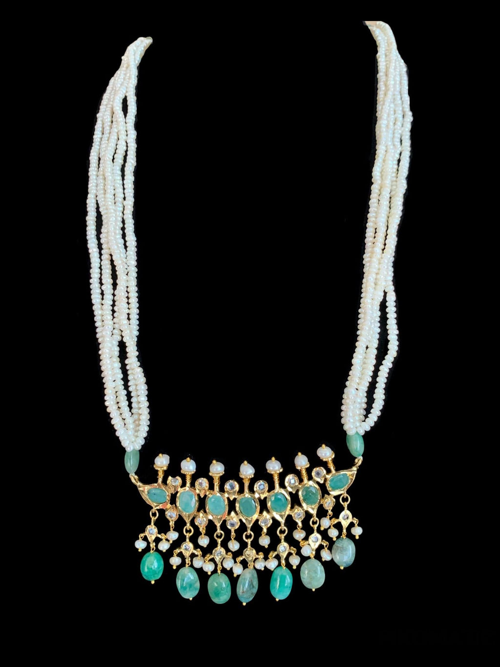 Tirmani in emeralds and fresh water pearls ( SHIPS IN 3 WEEKS )