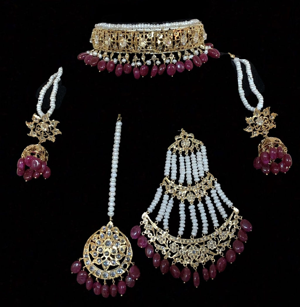 BR111 Insia jadavi lacha set in rubies  ( SHIPS IN 2 WEEKS  )