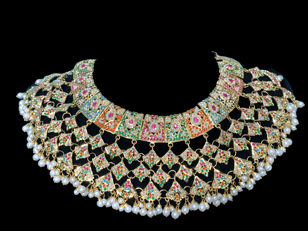 BR91 Hunza Navratan  jadau bridal set   ( SHIPS IN 4 WEEKS )