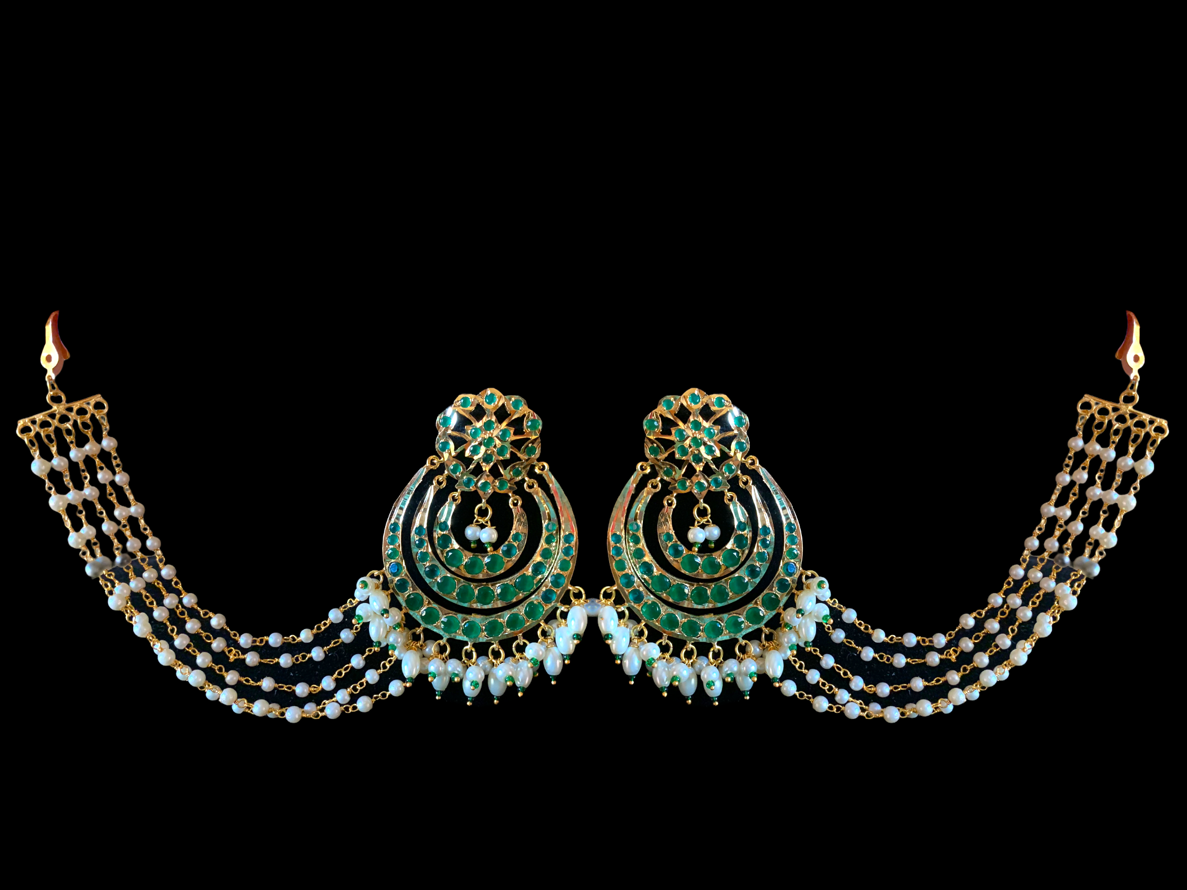 NS373 Malavika necklace set in green     ( SHIPS IN 4 WEEKS)