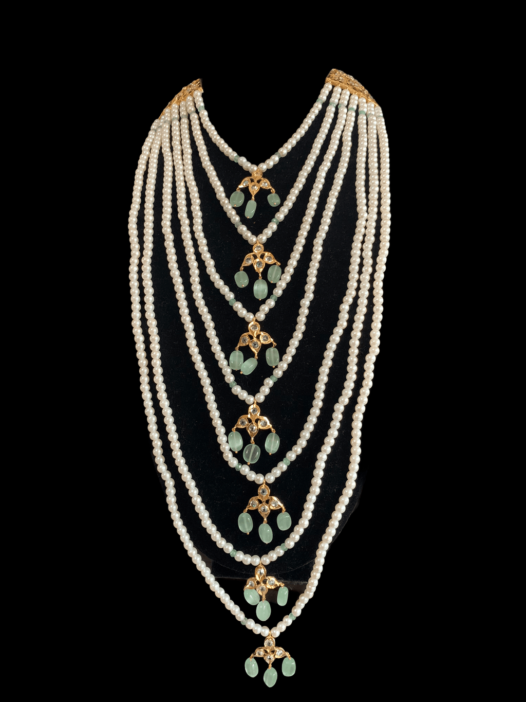 BR61 Insia Jadavi lacha bridal-set in green beads  ( SHIPS IN 4 WEEKS  )