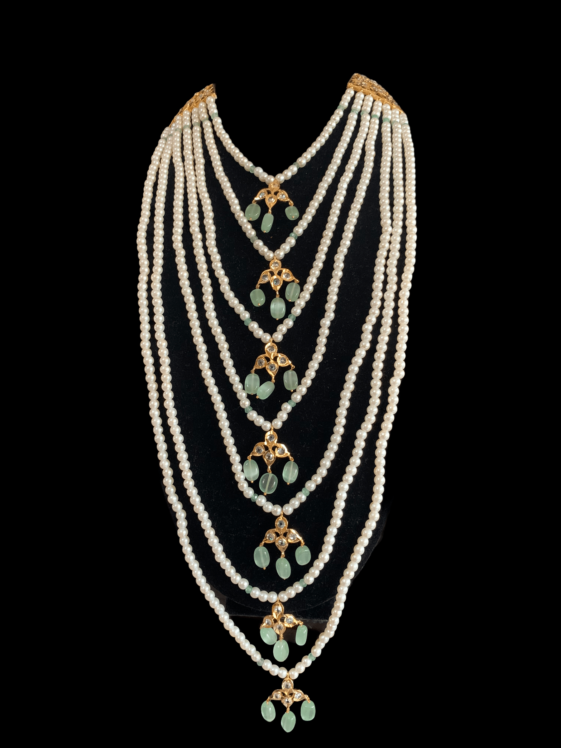BR61 Insia Jadavi lacha bridal-set in green beads  ( SHIPS IN 4 WEEKS  )