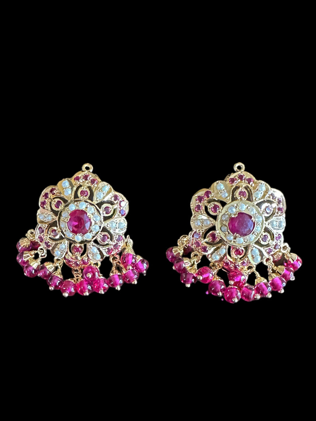 Ruby pearl gold plated silver earrings ( READY TO SHIP )