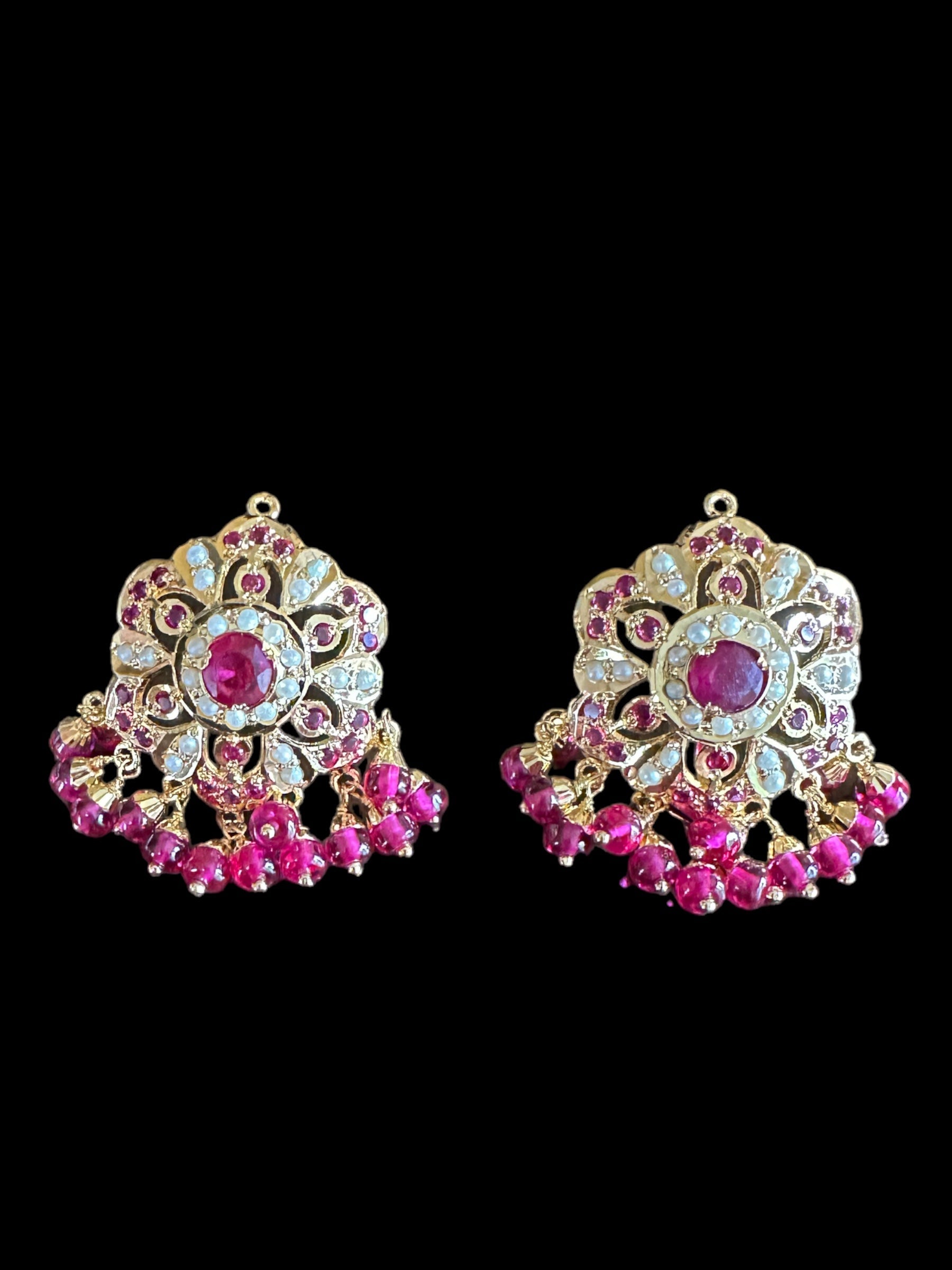 Ruby pearl gold plated silver earrings ( READY TO SHIP )