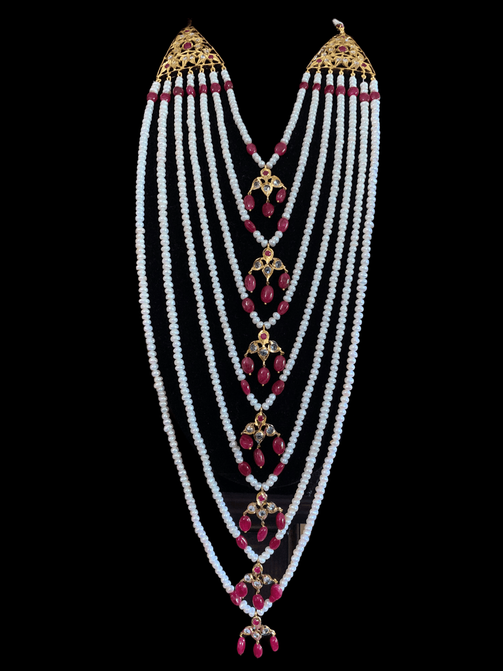 SAT18 Insia Hyderabadi satlada in fresh water pearls and rubies( SHIPS IN 4 WEEKS   )