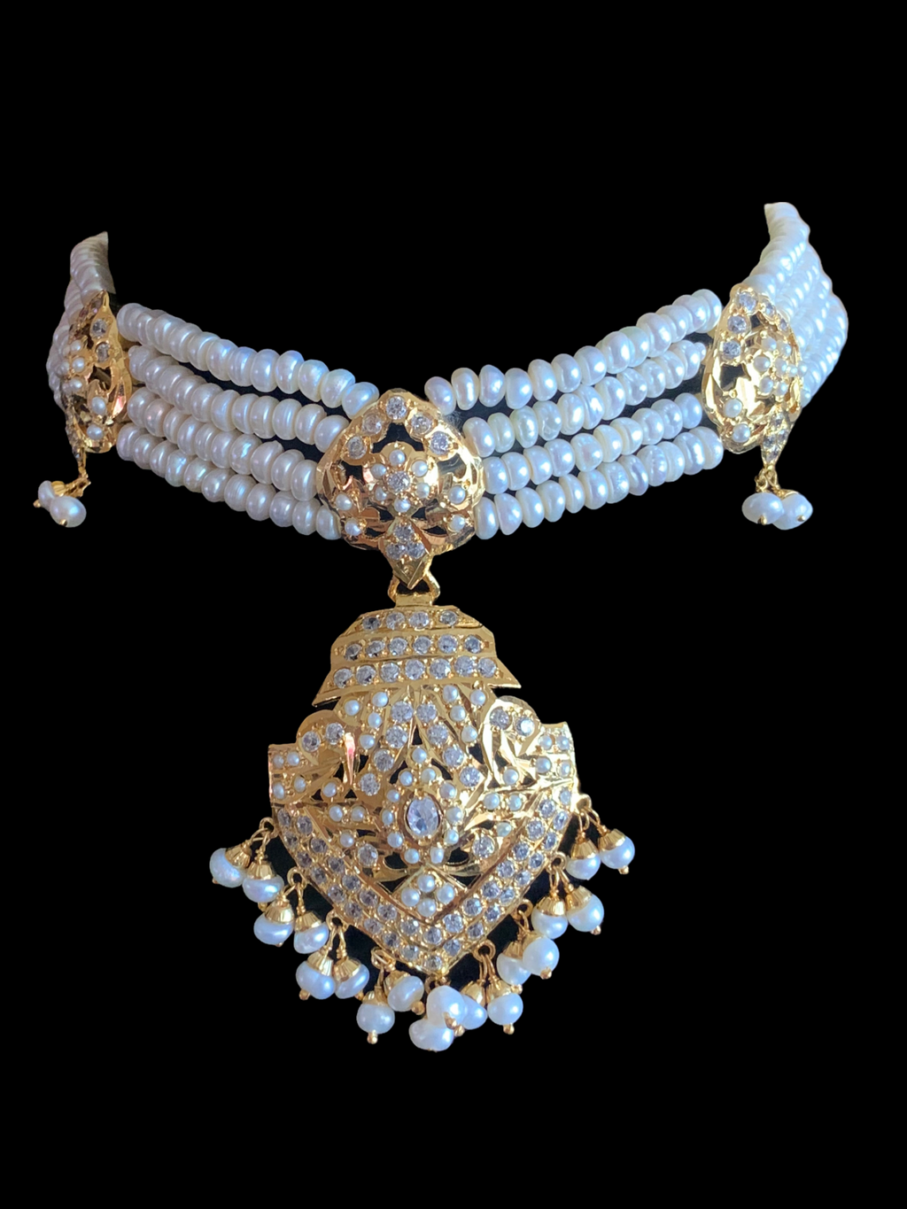 HAZEL gold plated silver choker set in fresh water pearls ( SHIPS IN 5 WEEKS )