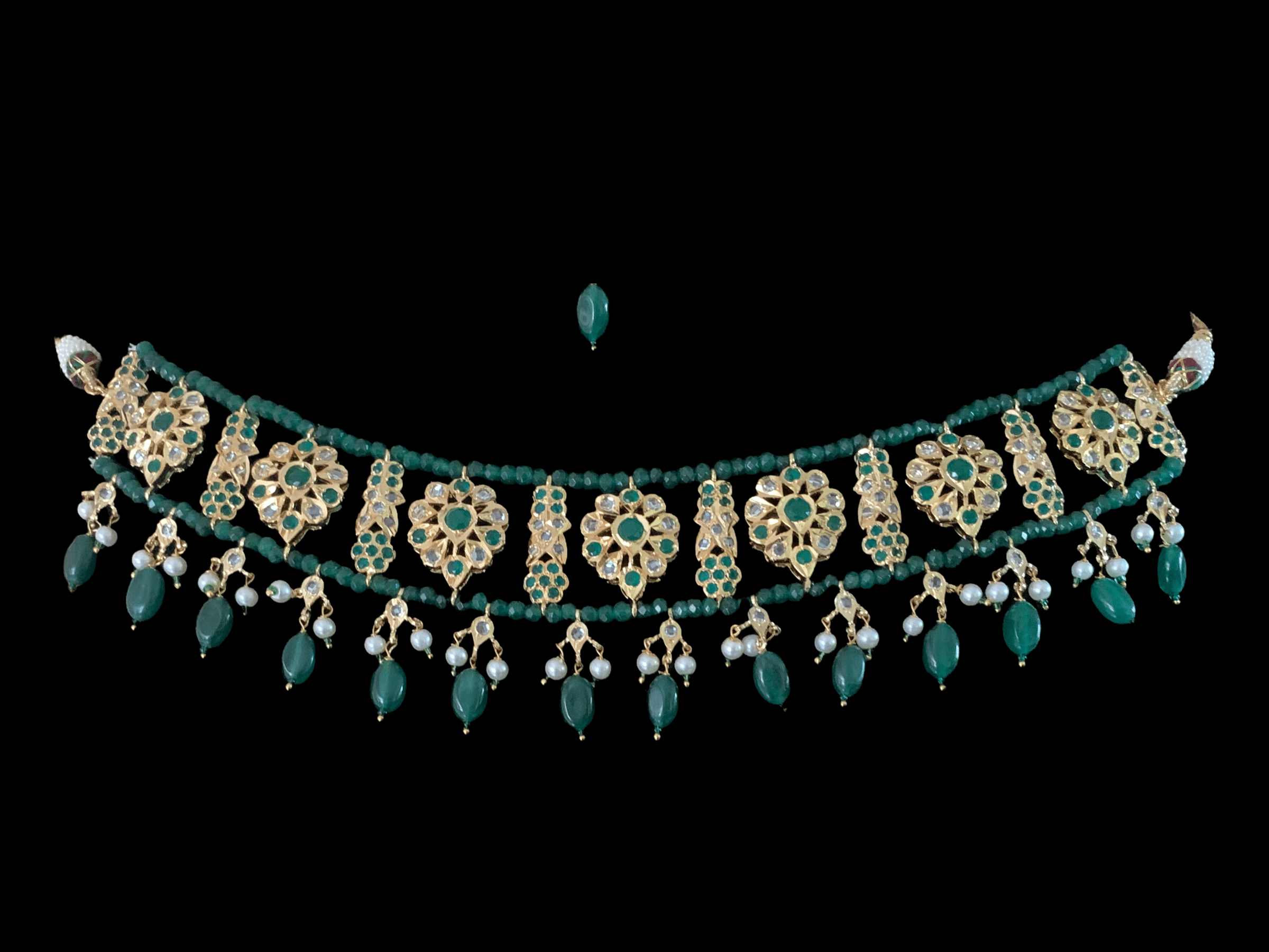 C1 Himah green choker with earrings ( SHIPS IN 4 WEEKS )