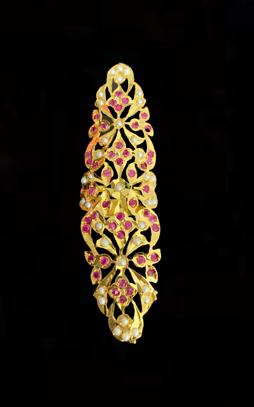 DJR55  Oversized Jadau pearl ring( ruby ) ( READY TO SHIP)