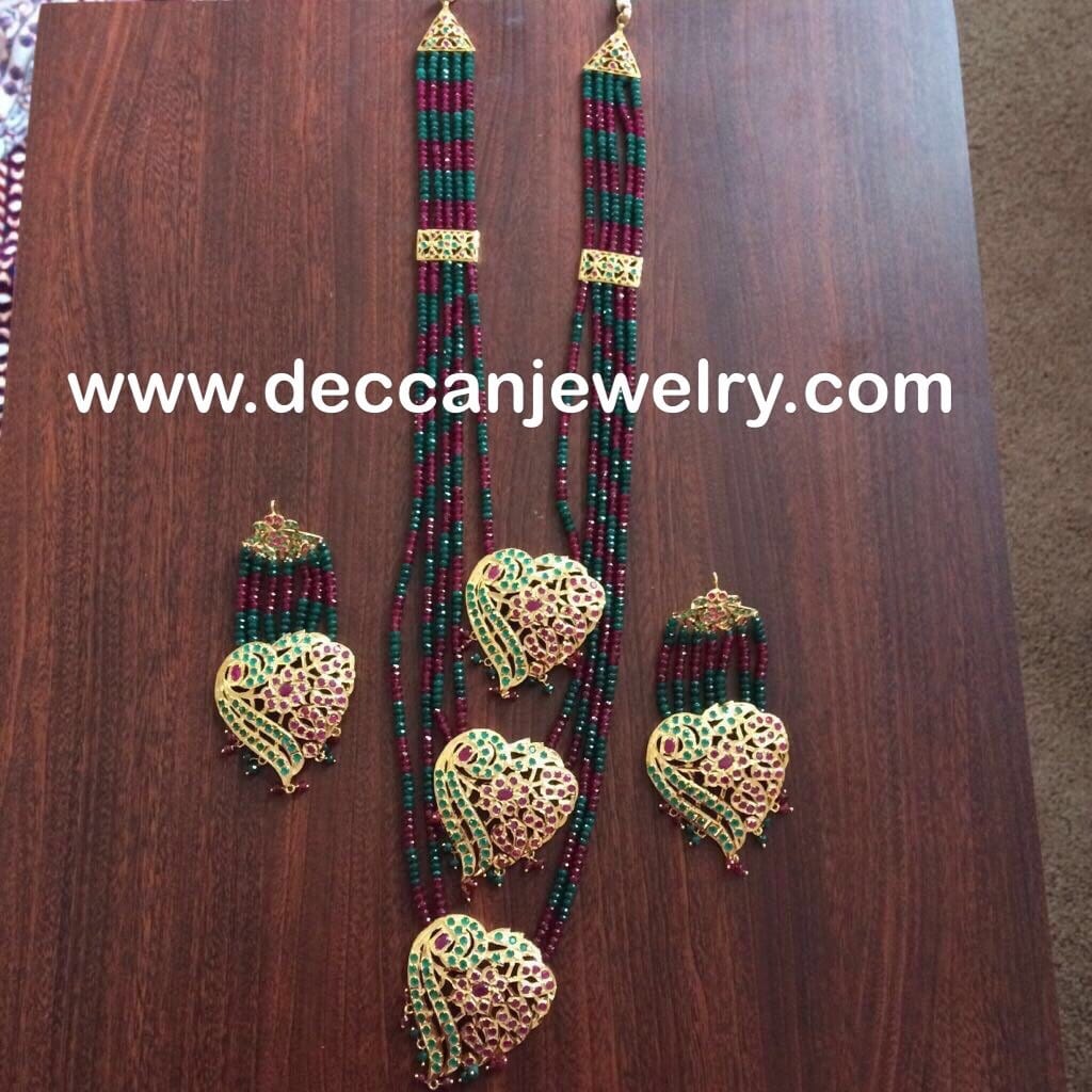 SAT38 Nimisha bridal three layer necklace set with earrings  ( READY TO SHIP)