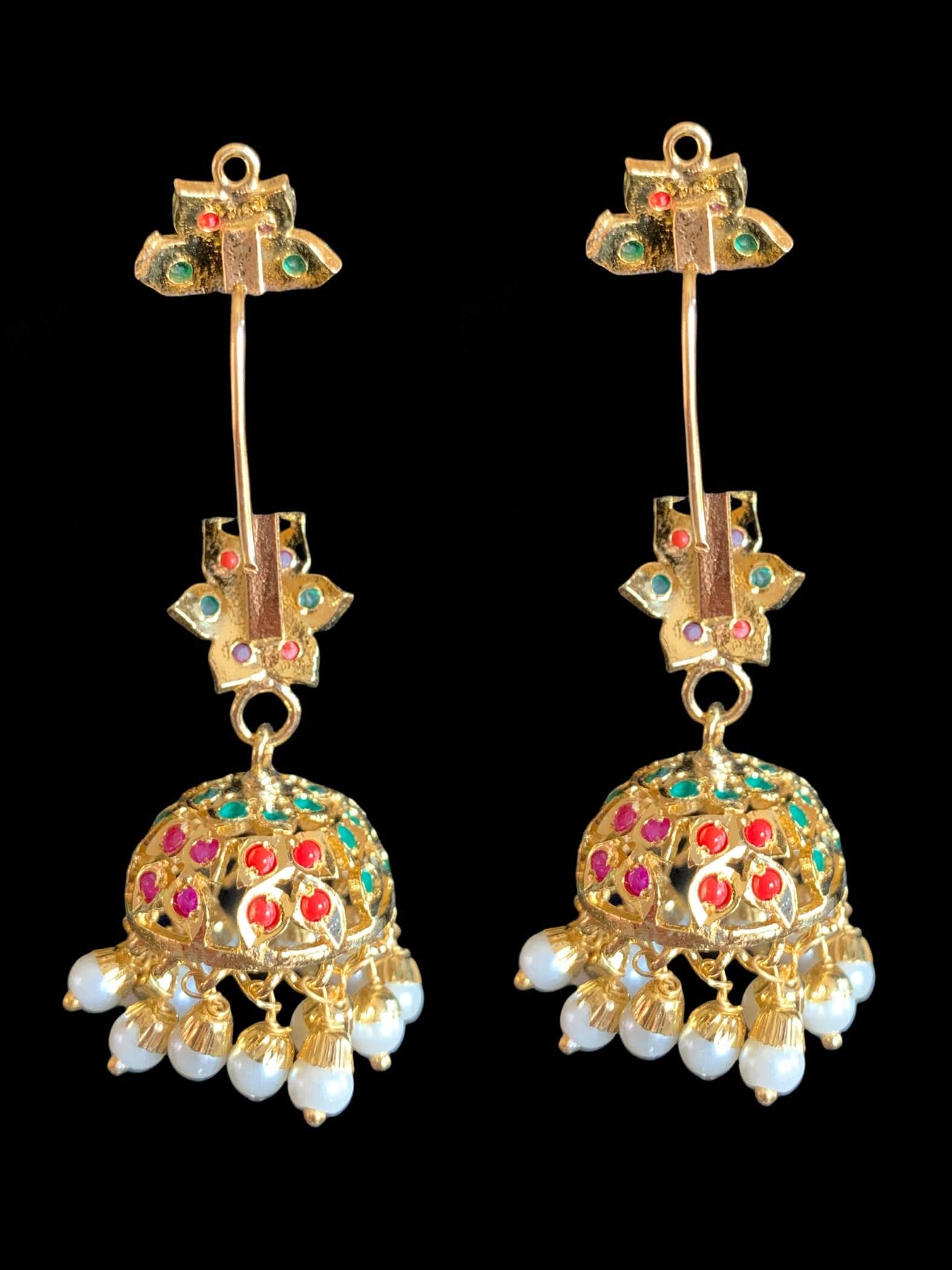 DER364 Ankita jhumka - navratan  ( READY TO SHIP )