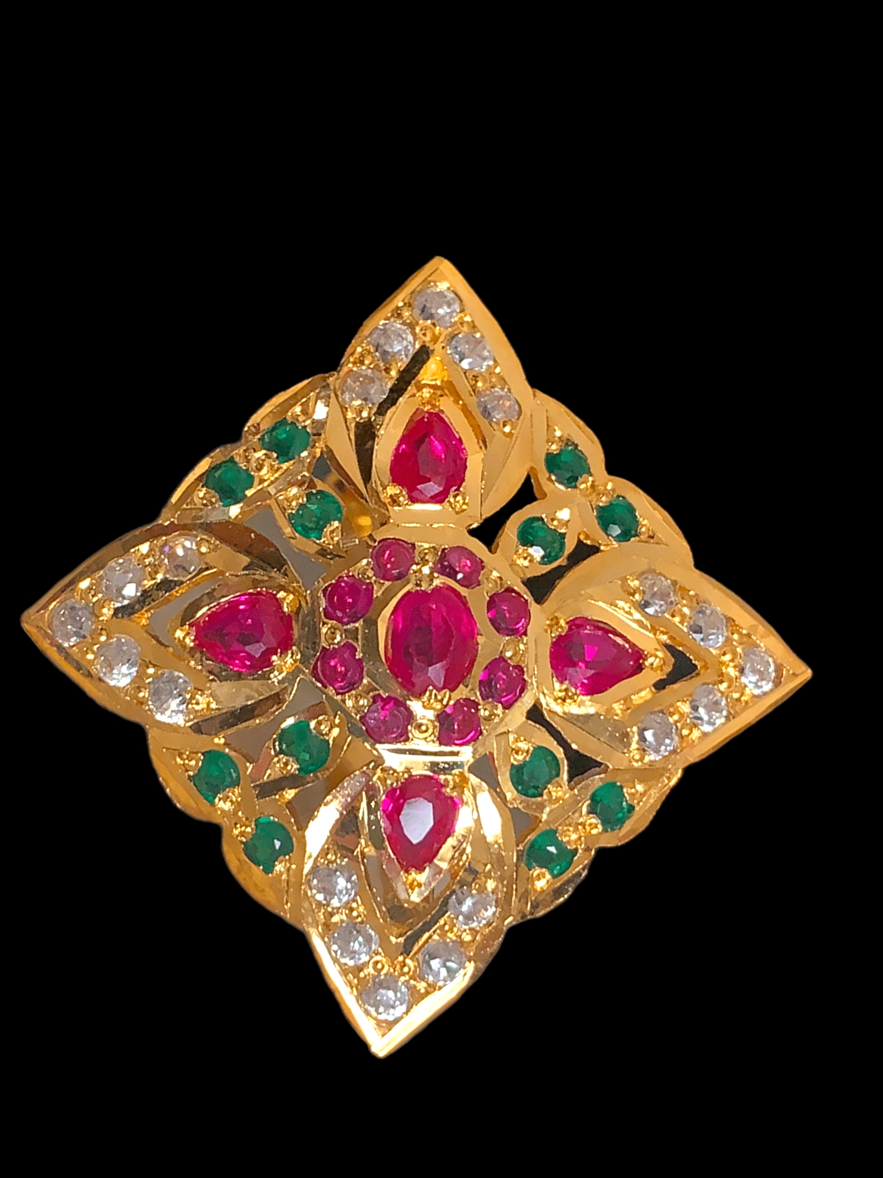 Ruby emerald gold plated silver ring ( READY TO SHIP )