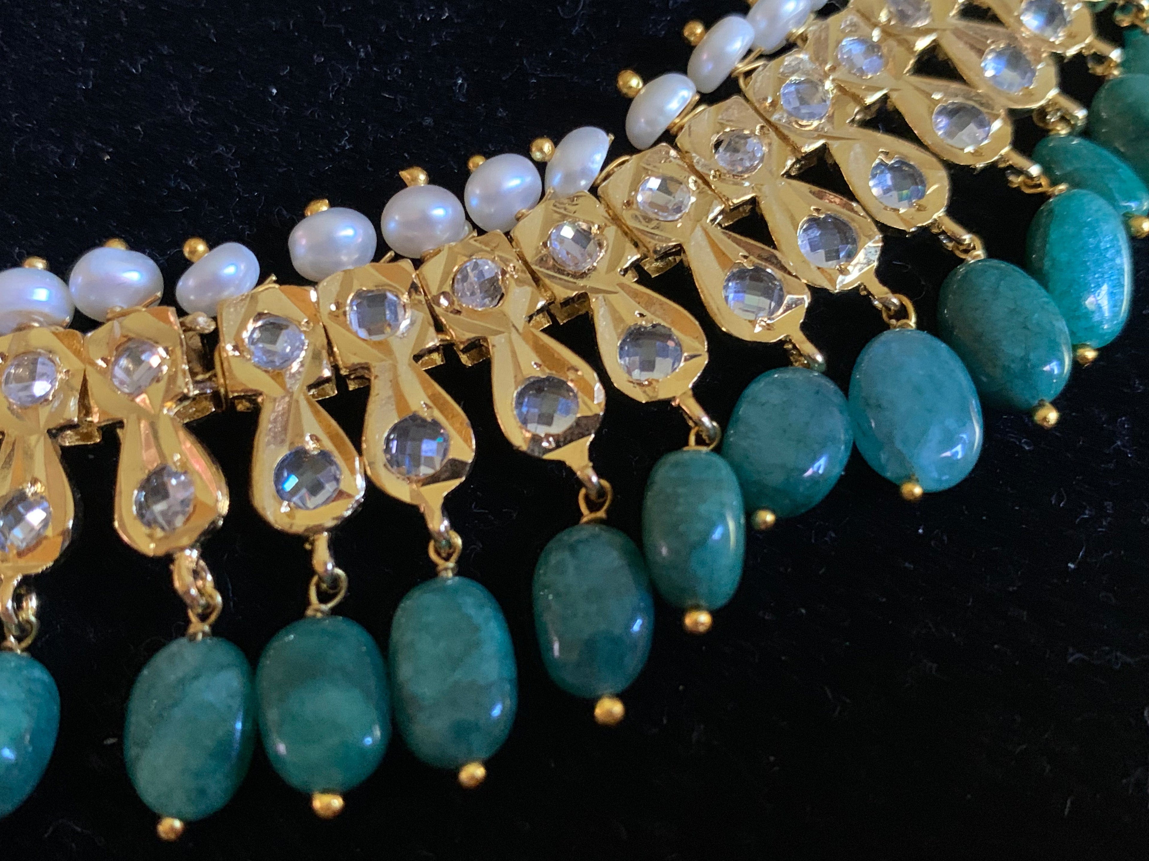 NS272 Rida emerald barfi with earrings ( SHIPS IN 4 WEEKS)