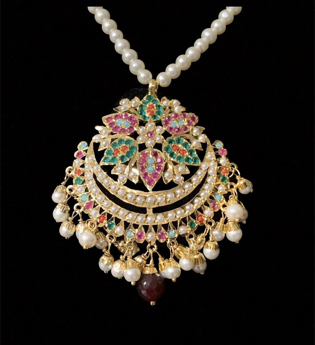 PS465 Mohini pendant set ( navratan   ) ( SHIPS IN 4 WEEKS )