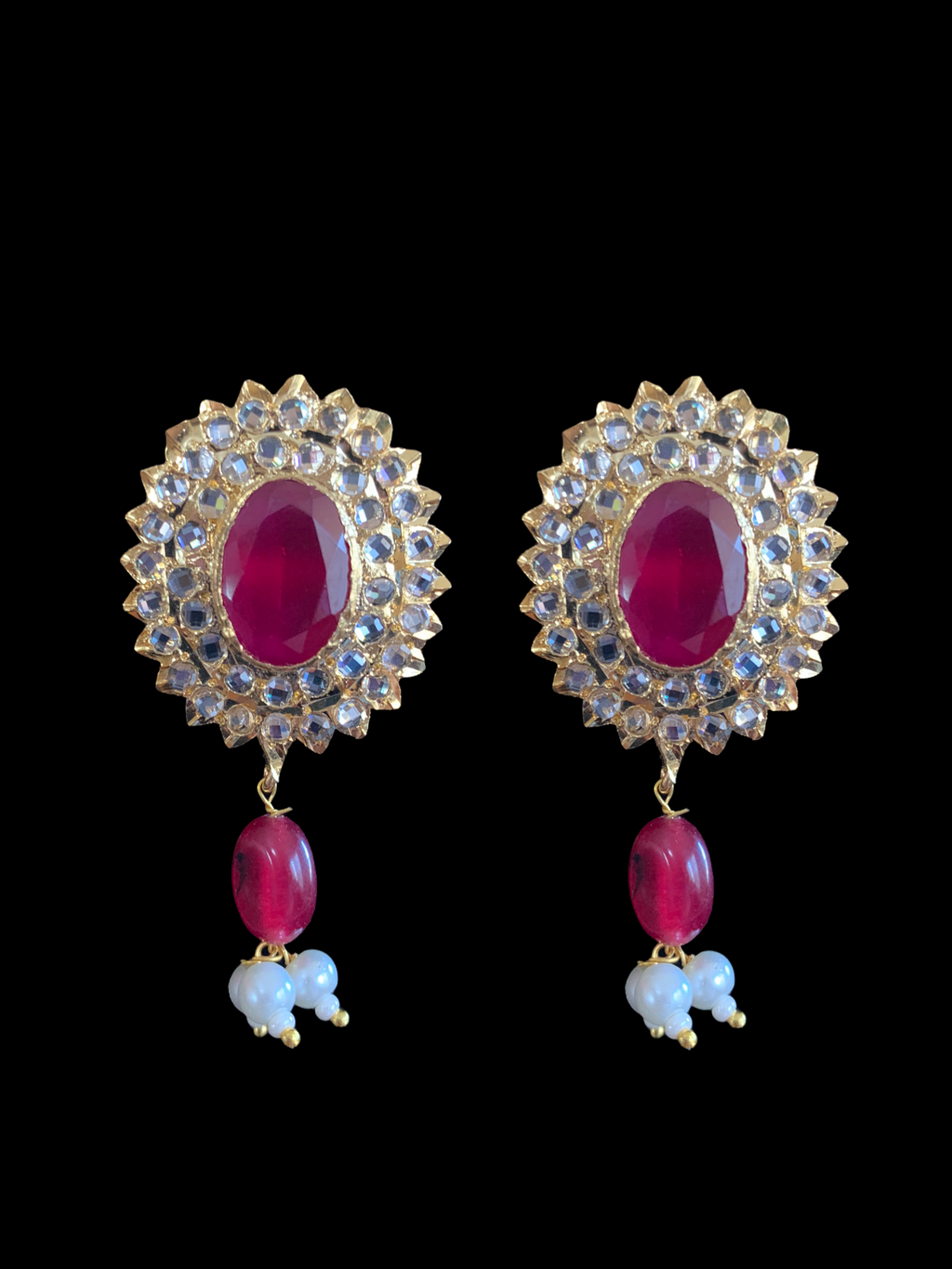 PS419 MEYAM Hyderabadi pendant set in ruby ( SHIPS IN 3 WEEKS )