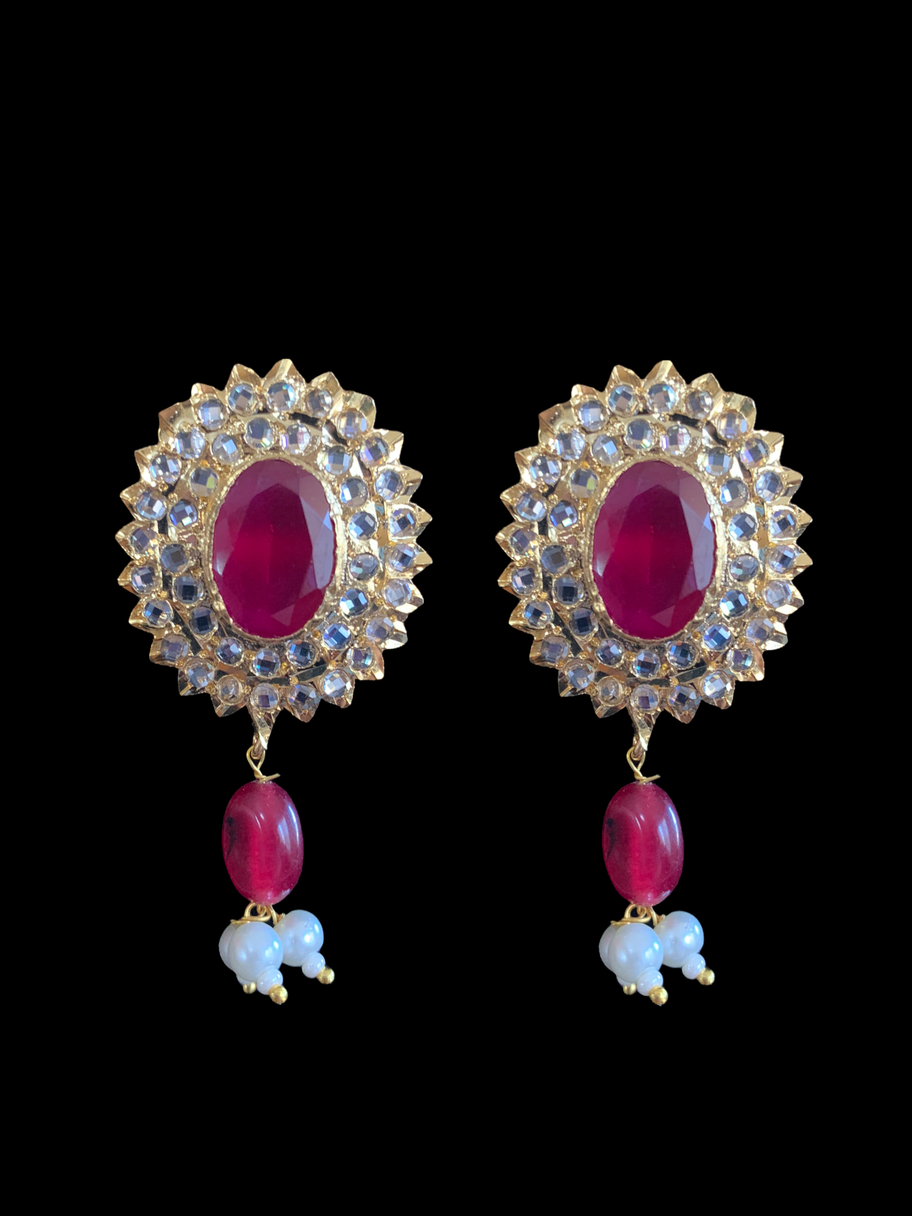 PS419 MEYAM Hyderabadi pendant set in ruby ( SHIPS IN 3 WEEKS )