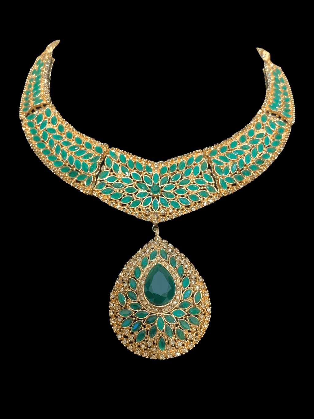 NS86 Rabeta necklace set- green   (READY TO SHIP)