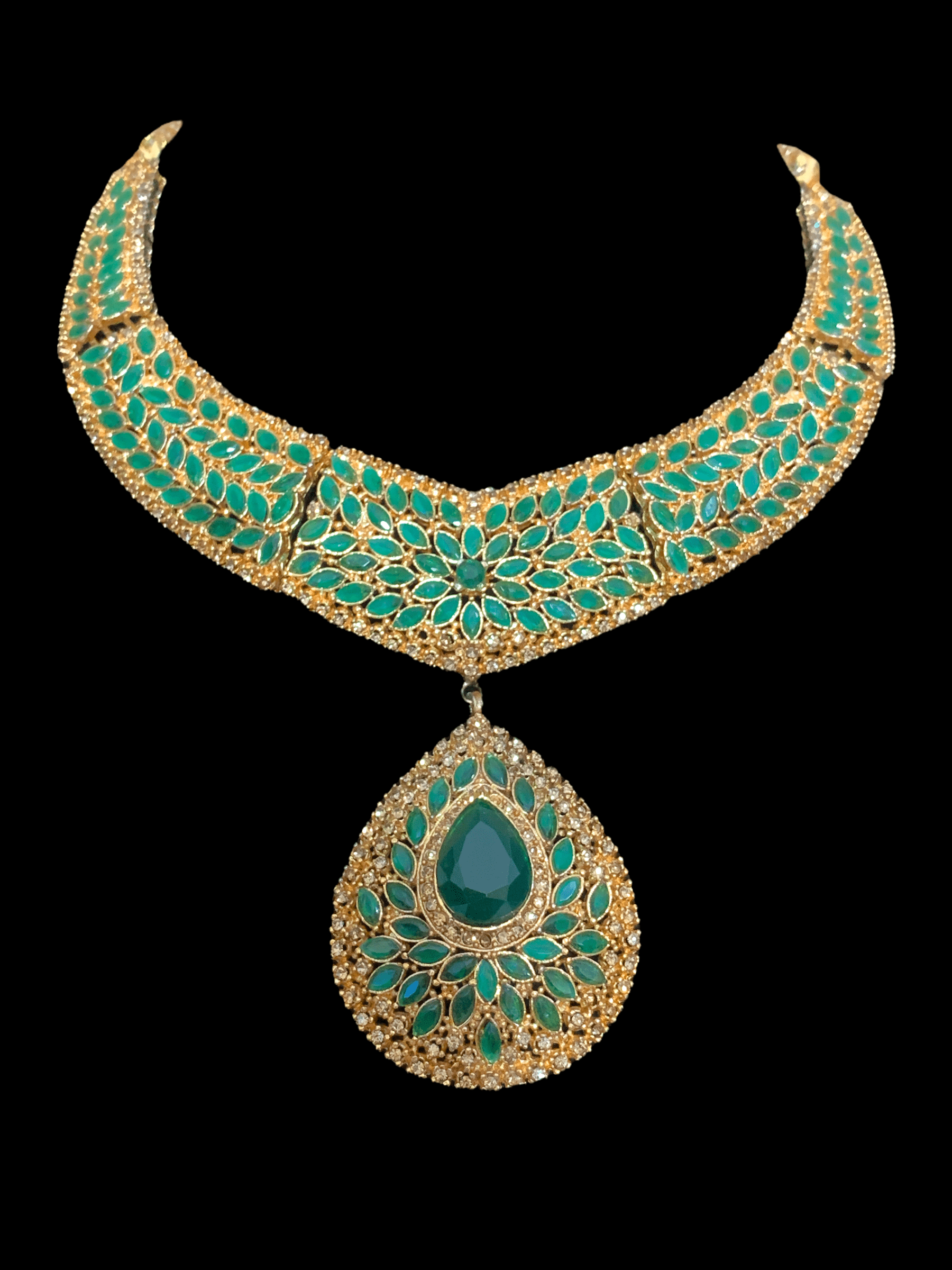 NS86 Rabeta necklace set- green   (READY TO SHIP)