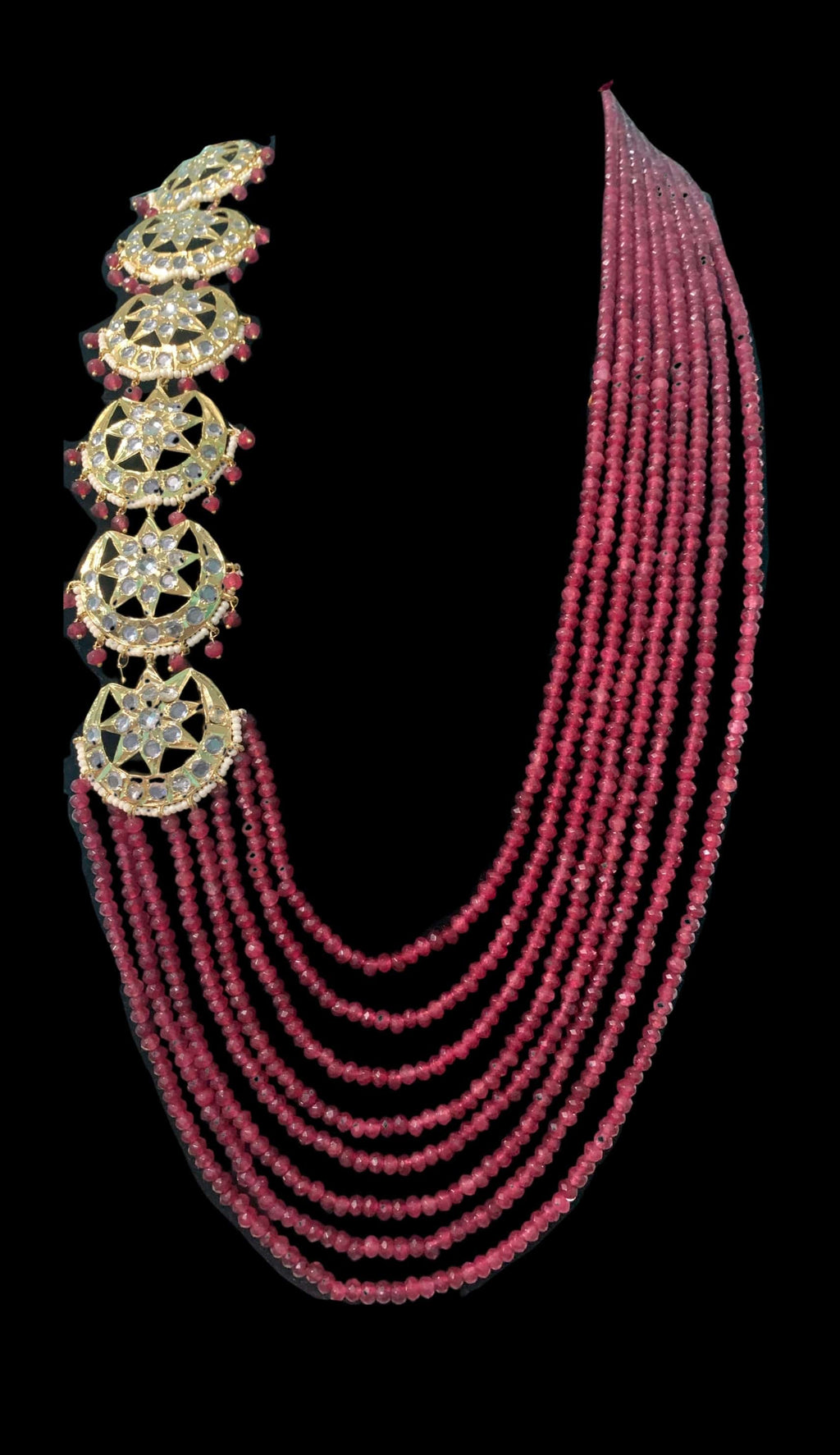 LN44 Darika Multi brooch necklace set in red / ruby beads ( READY TO SHIP )
