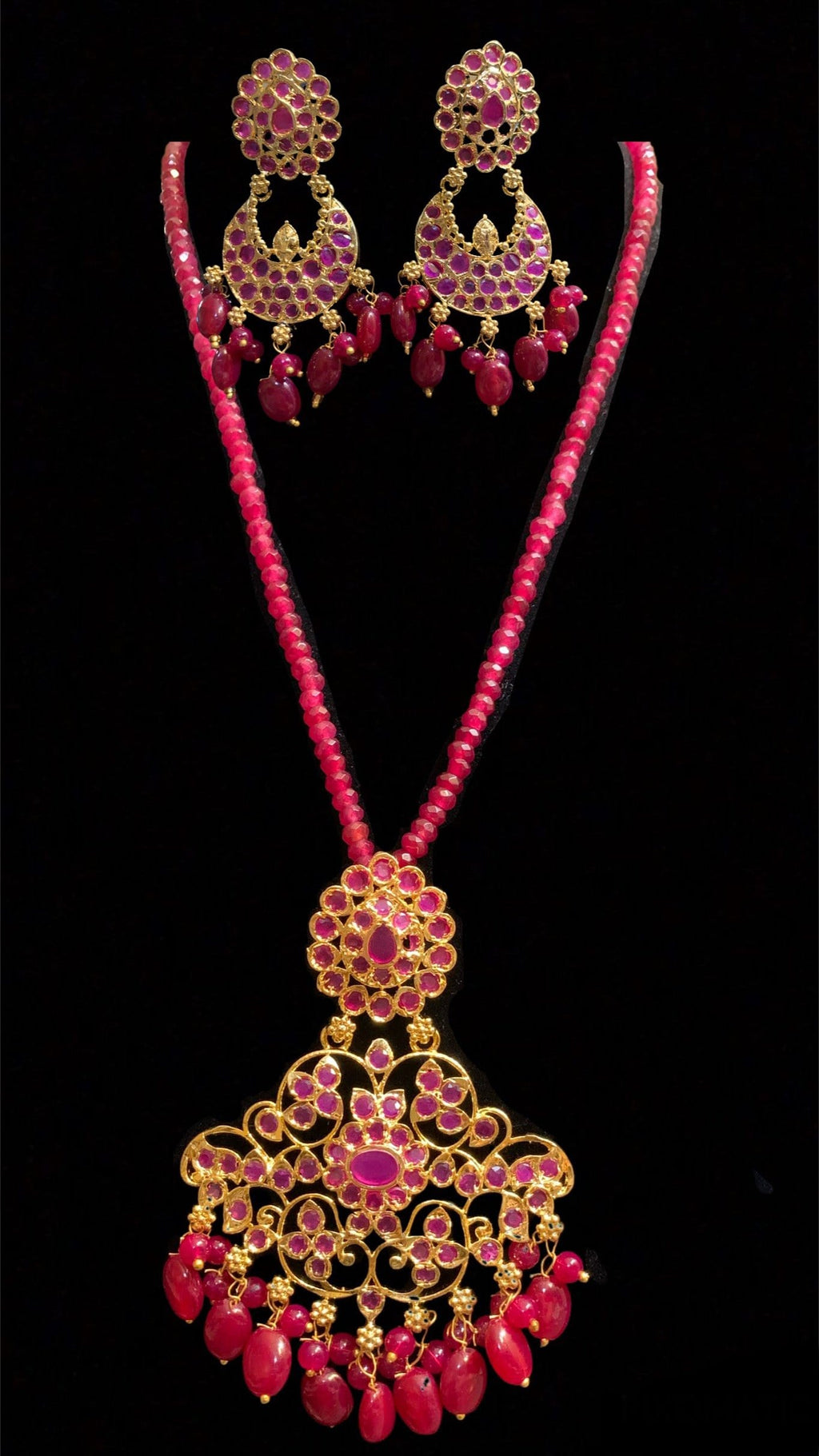 PS478 Devika Ruby hyderabadi pendant set ( READY TO SHIP)