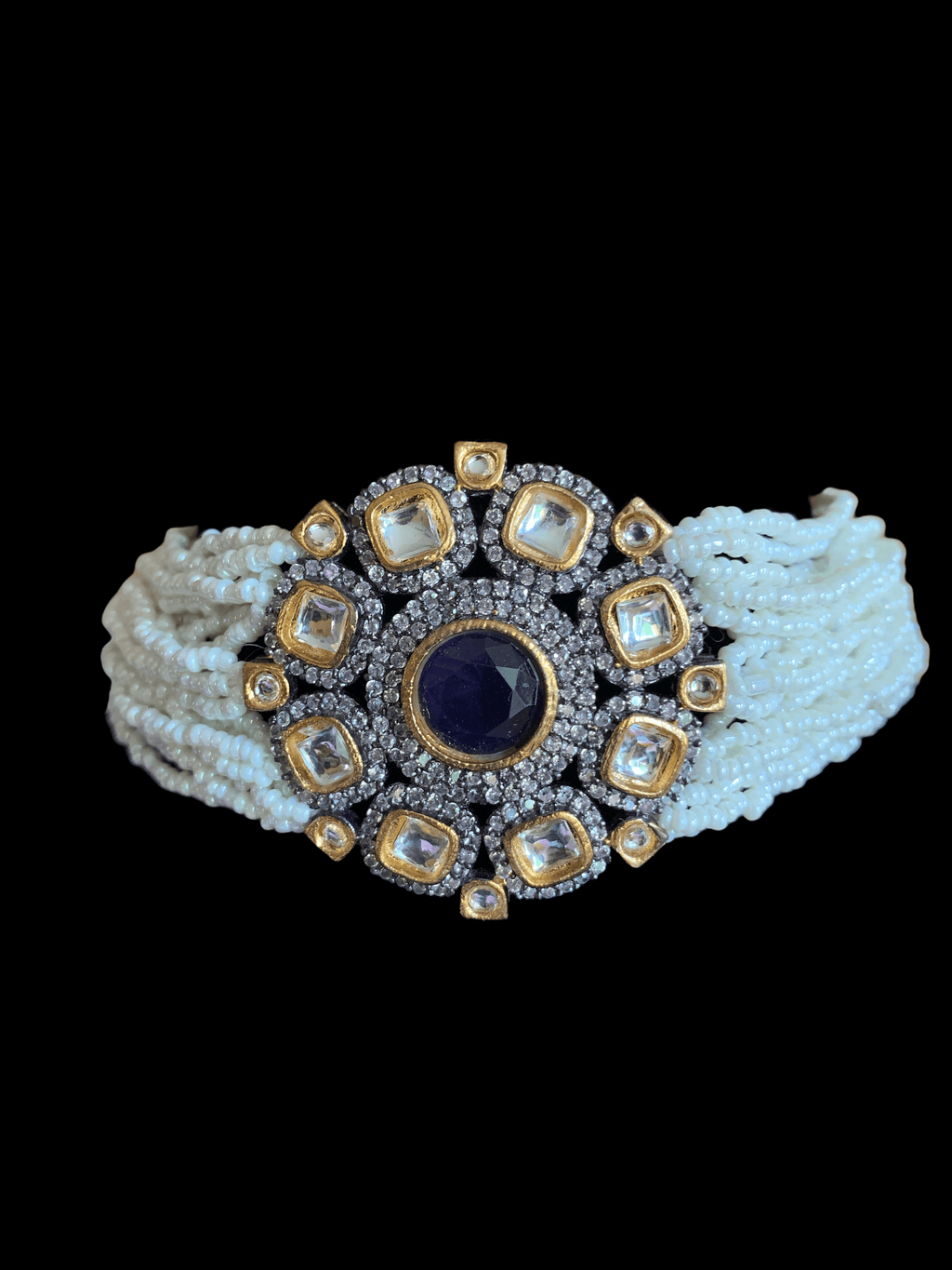 C112 Kundan choker - blue ( READY TO SHIP )