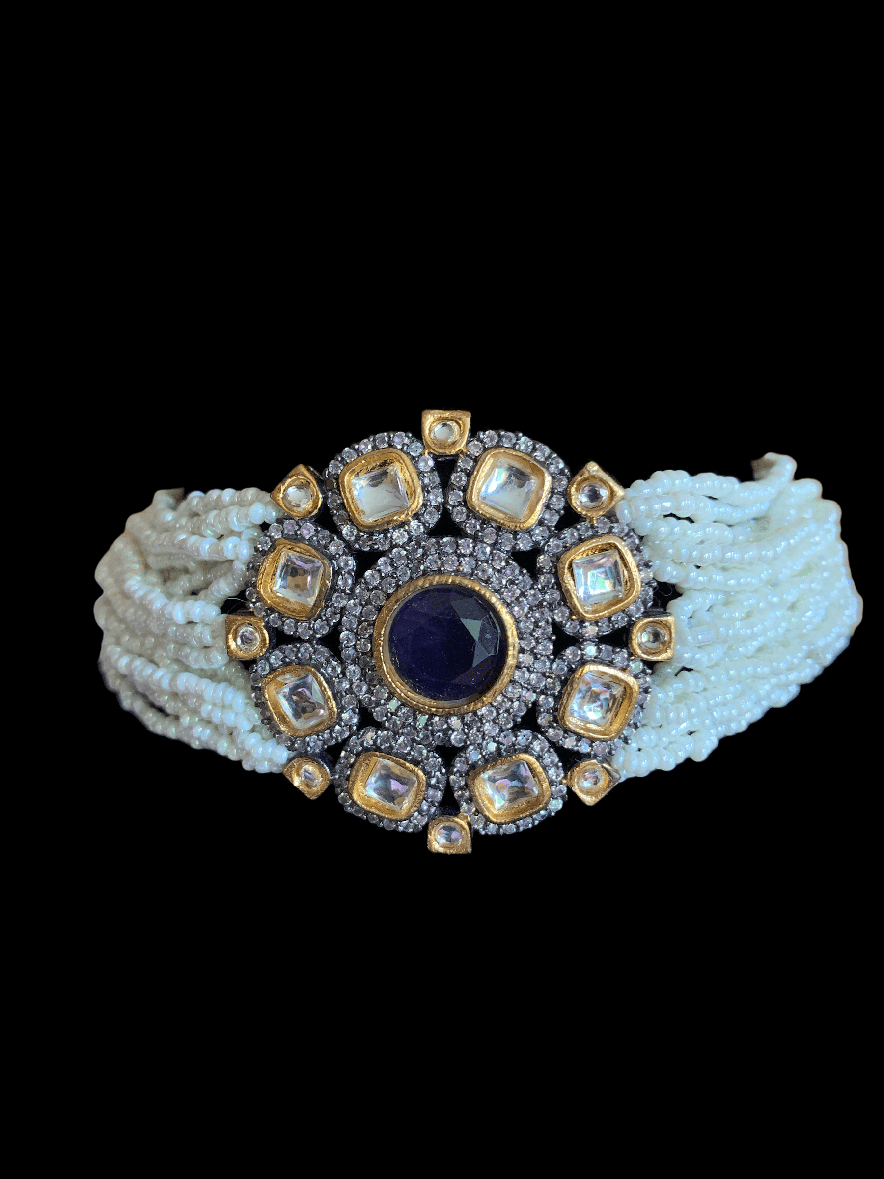 C112 Kundan choker - blue ( READY TO SHIP )