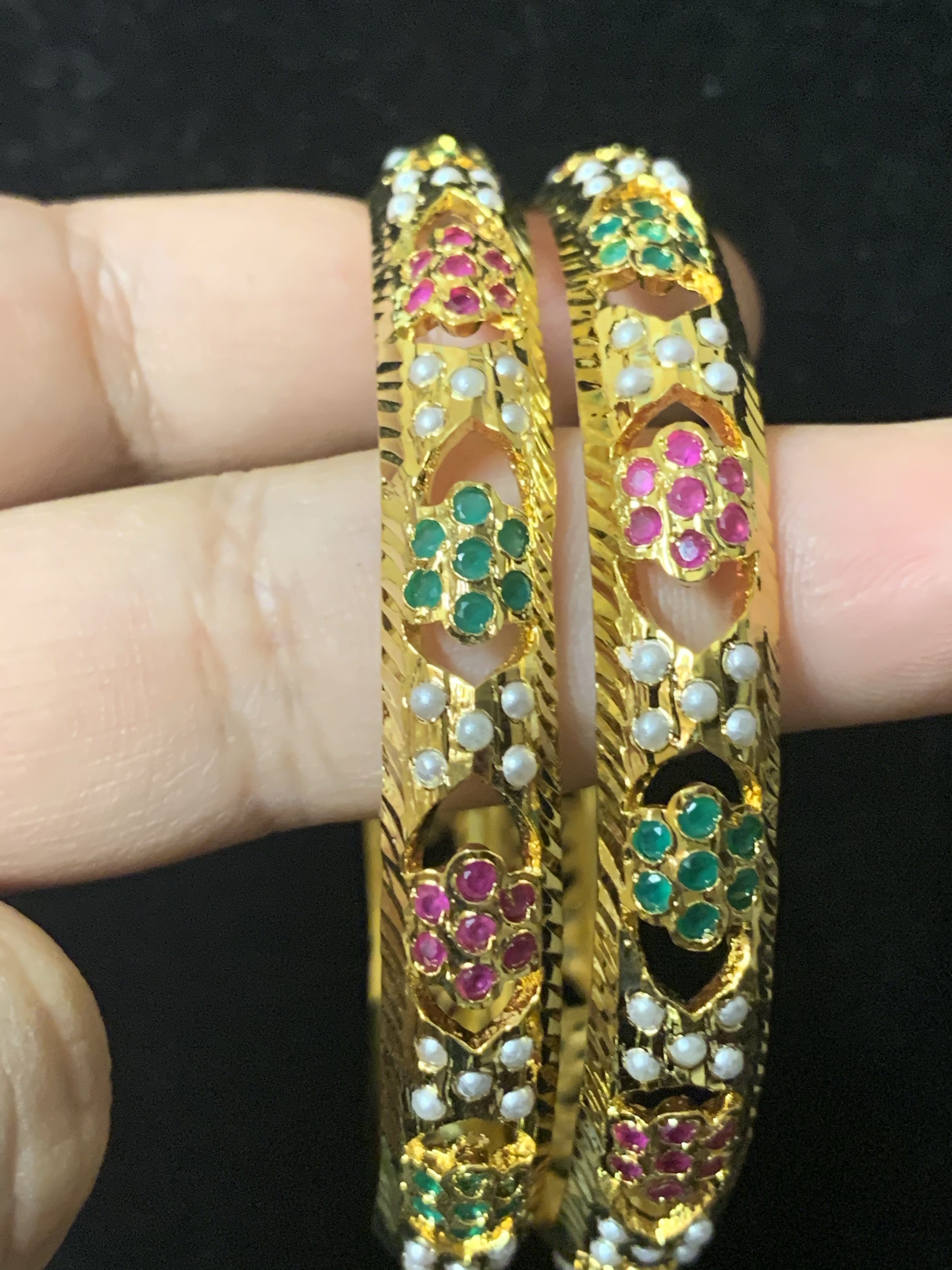 B94  Shama ruby emerald bangles ( READY TO SHIP )