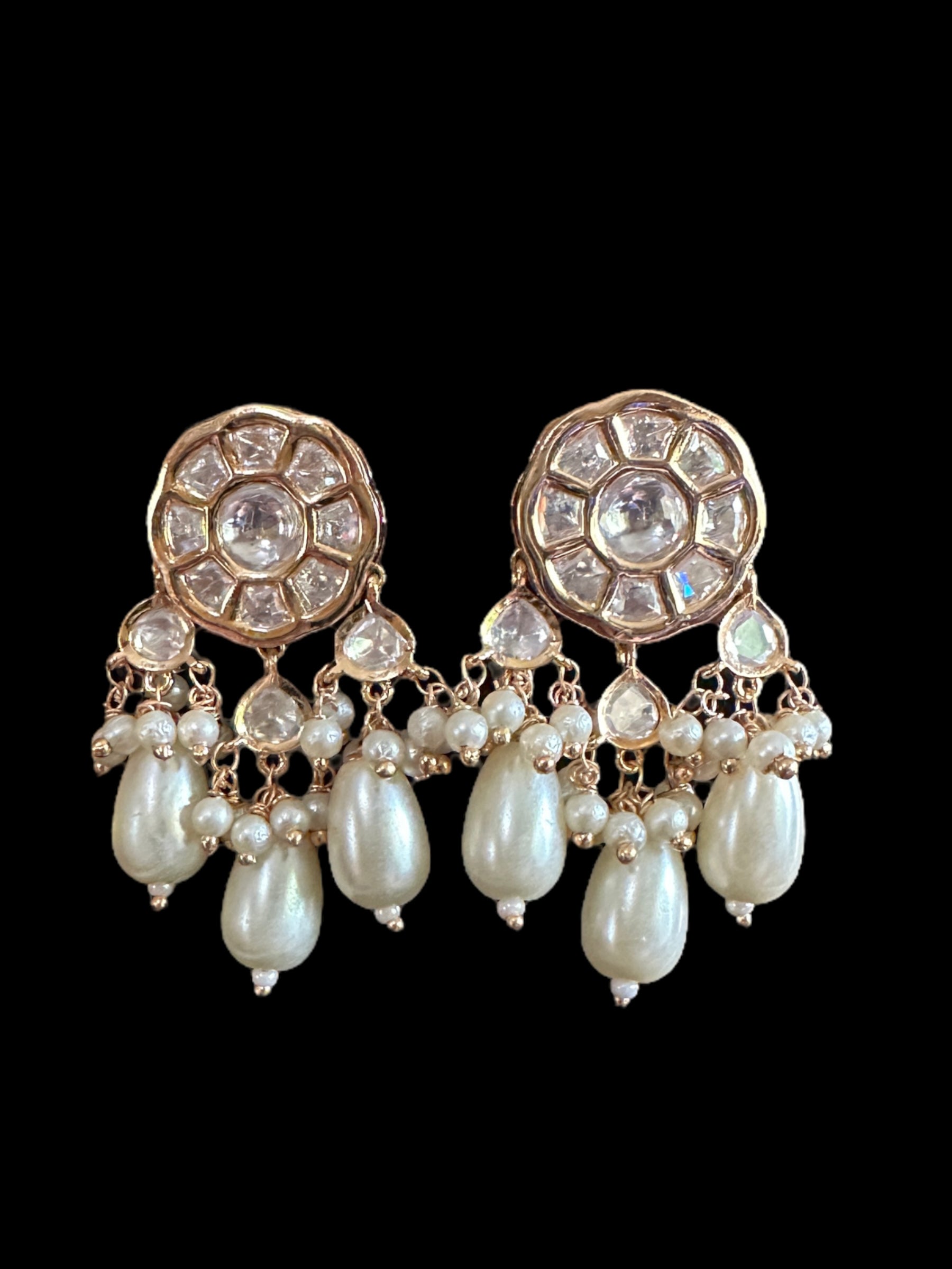 NS514 Savya high quality Polki necklace with earrings ( READY TO SHIP )