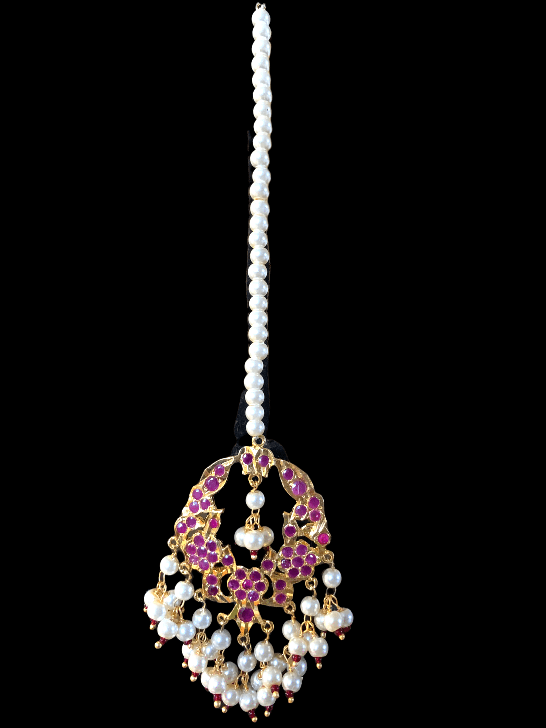 DJET1 Madhuri earrings tika set in ruby ( READY TO SHIP )