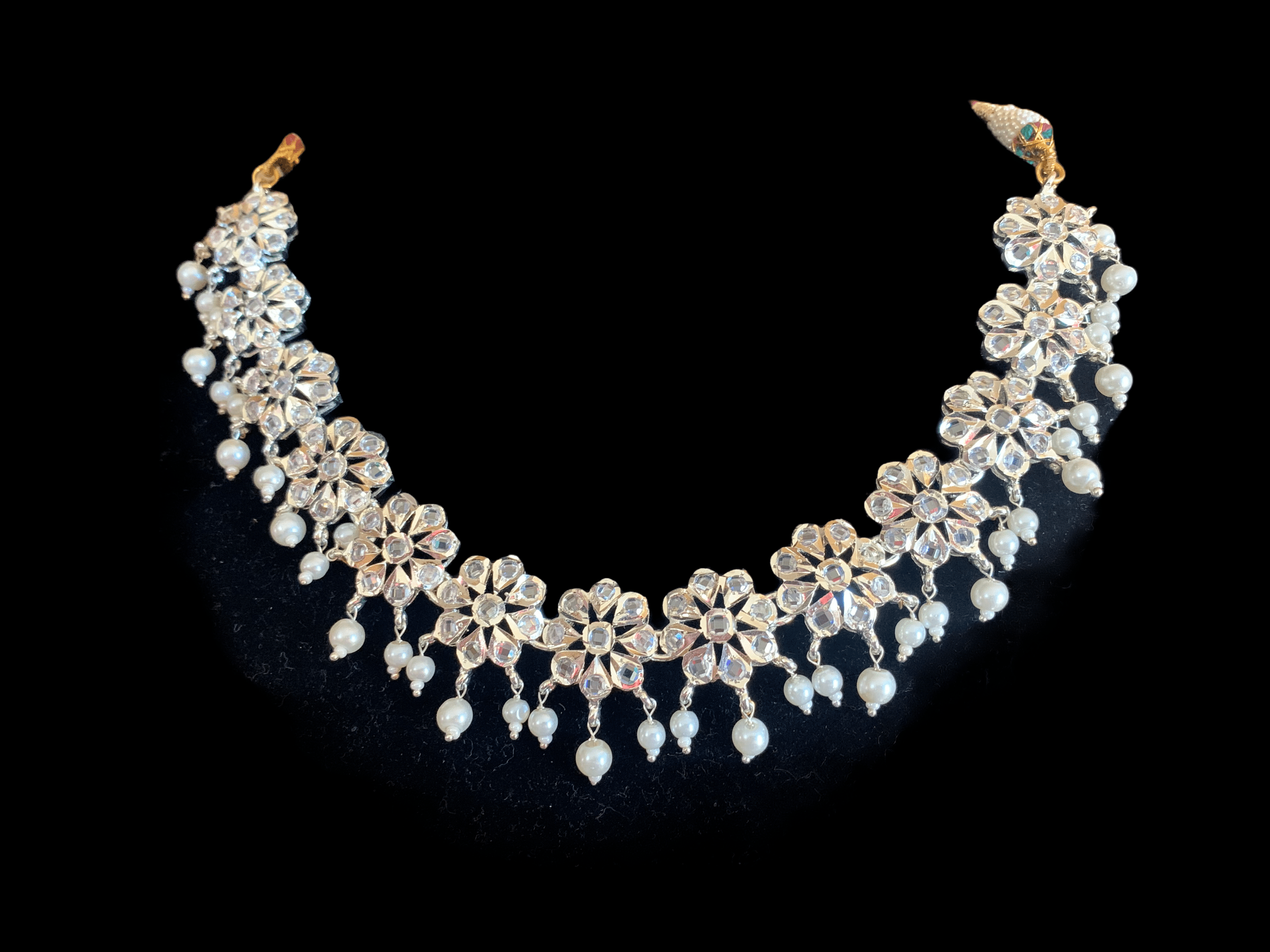 NS193 Malavika necklace set in silver plating   ( SHIPS IN 3 WEEKS )