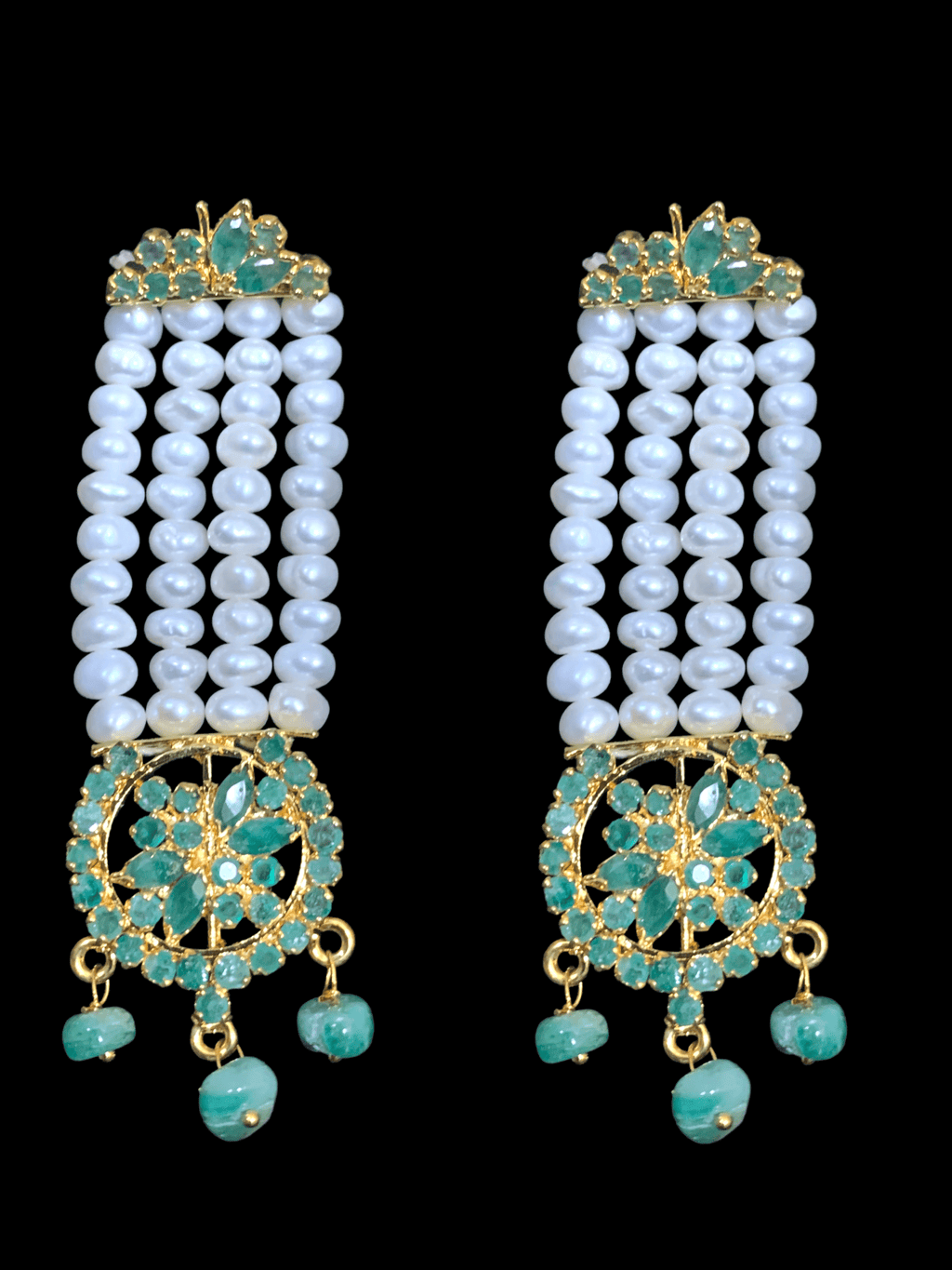LN121 Fresh water pearl and emerald   stone Rani haar ( READY TO SHIP )
